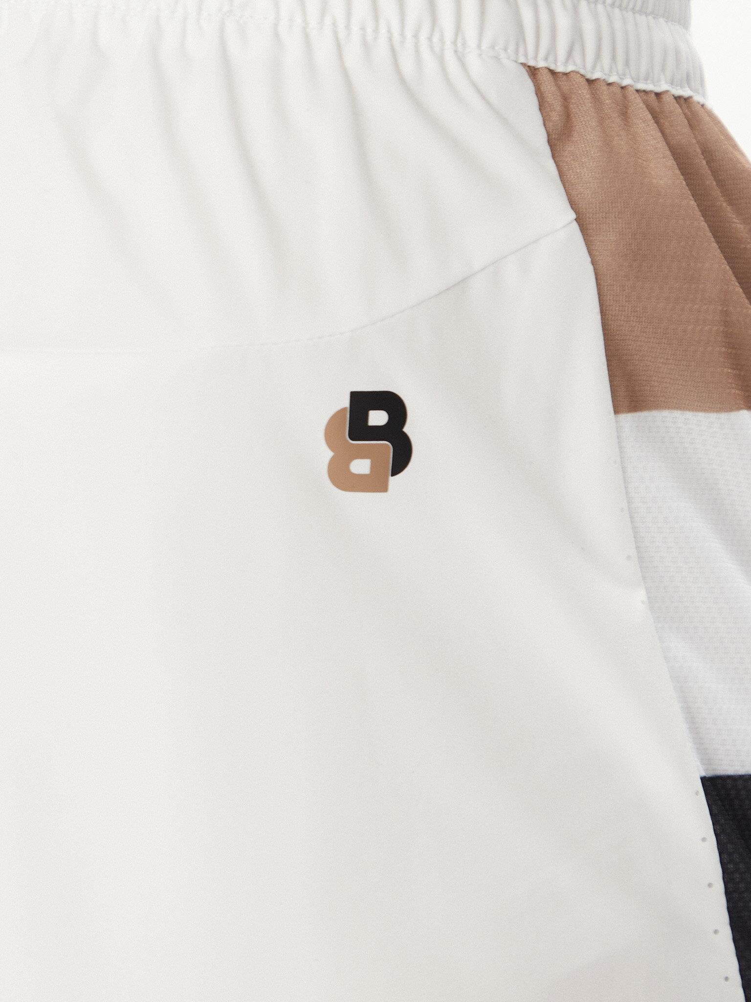 BOSS BOSS Erkek Esnek Kumaş Normal Kalıp Çabuk Kuruyan Yanları Desenli Beyaz Şort 50541370-100