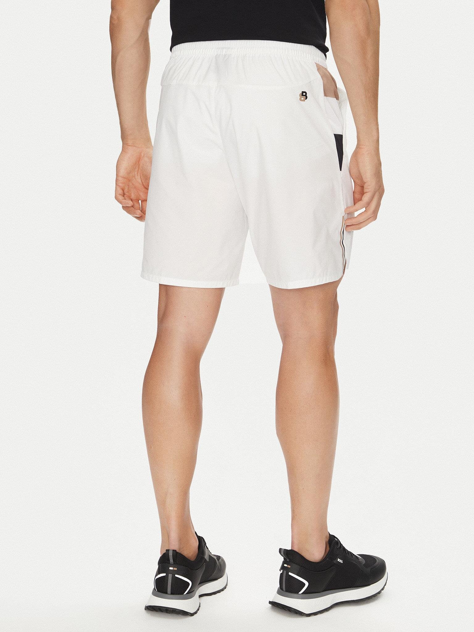 BOSS BOSS Erkek Esnek Kumaş Normal Kalıp Çabuk Kuruyan Yanları Desenli Beyaz Şort 50541370-100