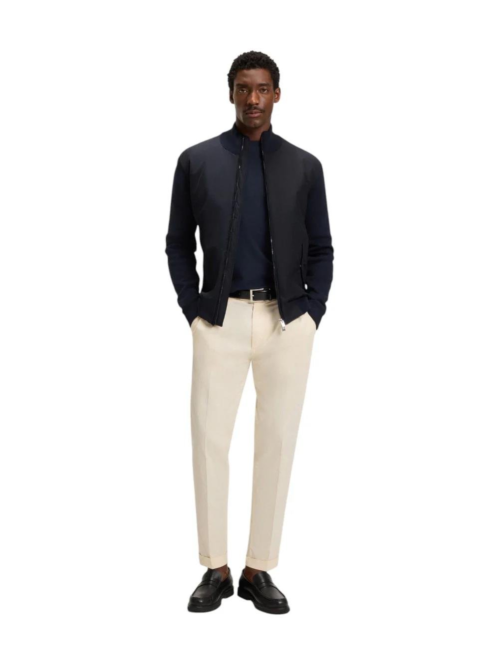 BOSS  BOSS Erkek Hibrit Kumaşlı Dik Yaka Normal Kalıp Uzun Kollu Lacivert Ceket 50543135-404