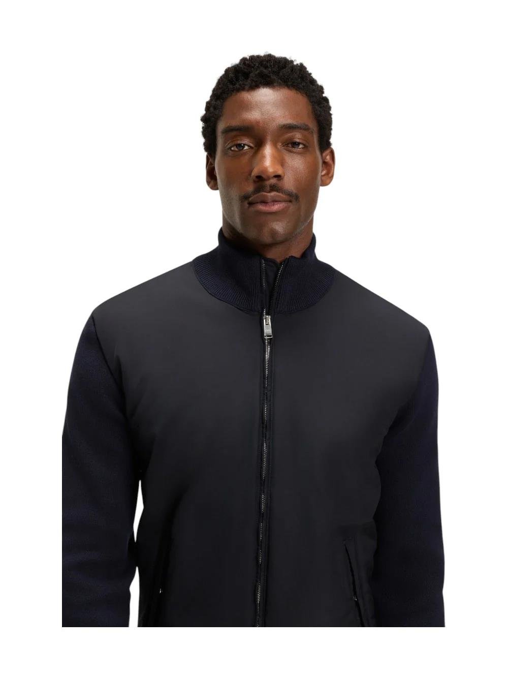 BOSS  BOSS Erkek Hibrit Kumaşlı Dik Yaka Normal Kalıp Uzun Kollu Lacivert Ceket 50543135-404