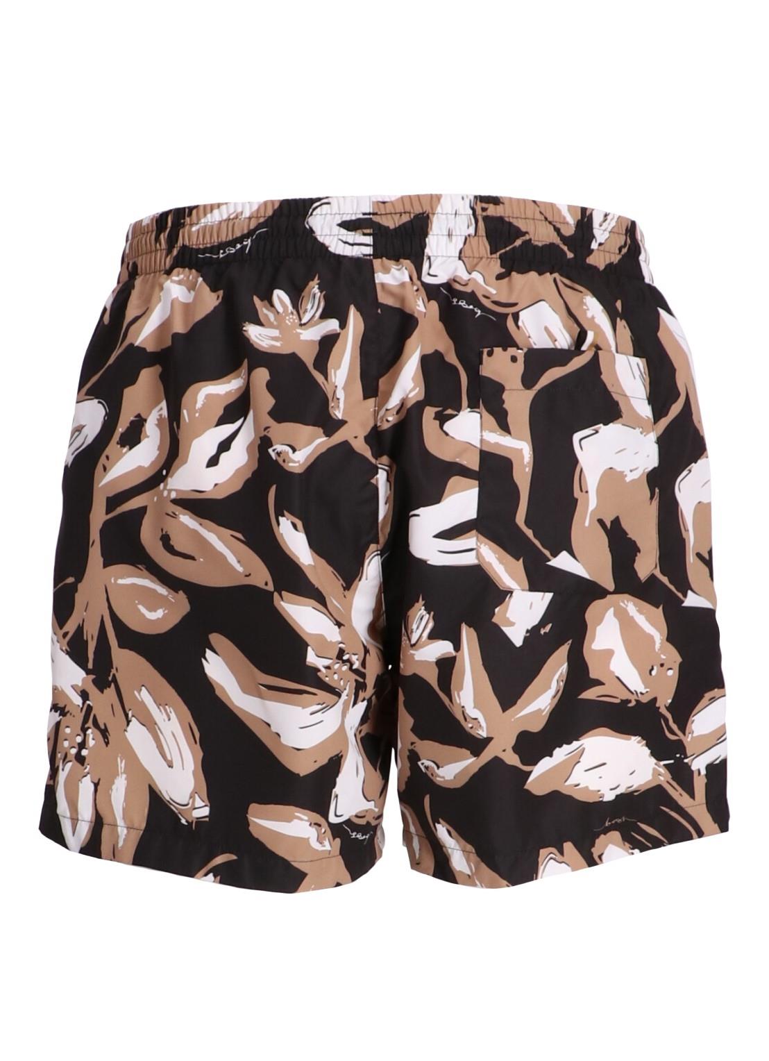 BOSS BOSS Erkek İki Yan Yırtmaçlı Cep Yaprak Desenli Siyah Mayo 50508844-004