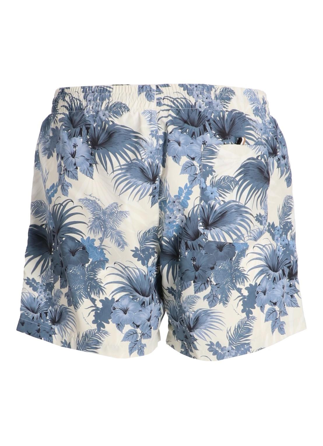 BOSS BOSS Erkek İki Yan Yırtmaçlı Cep Yaprak Desenli Mavi Mayo 50508844-483