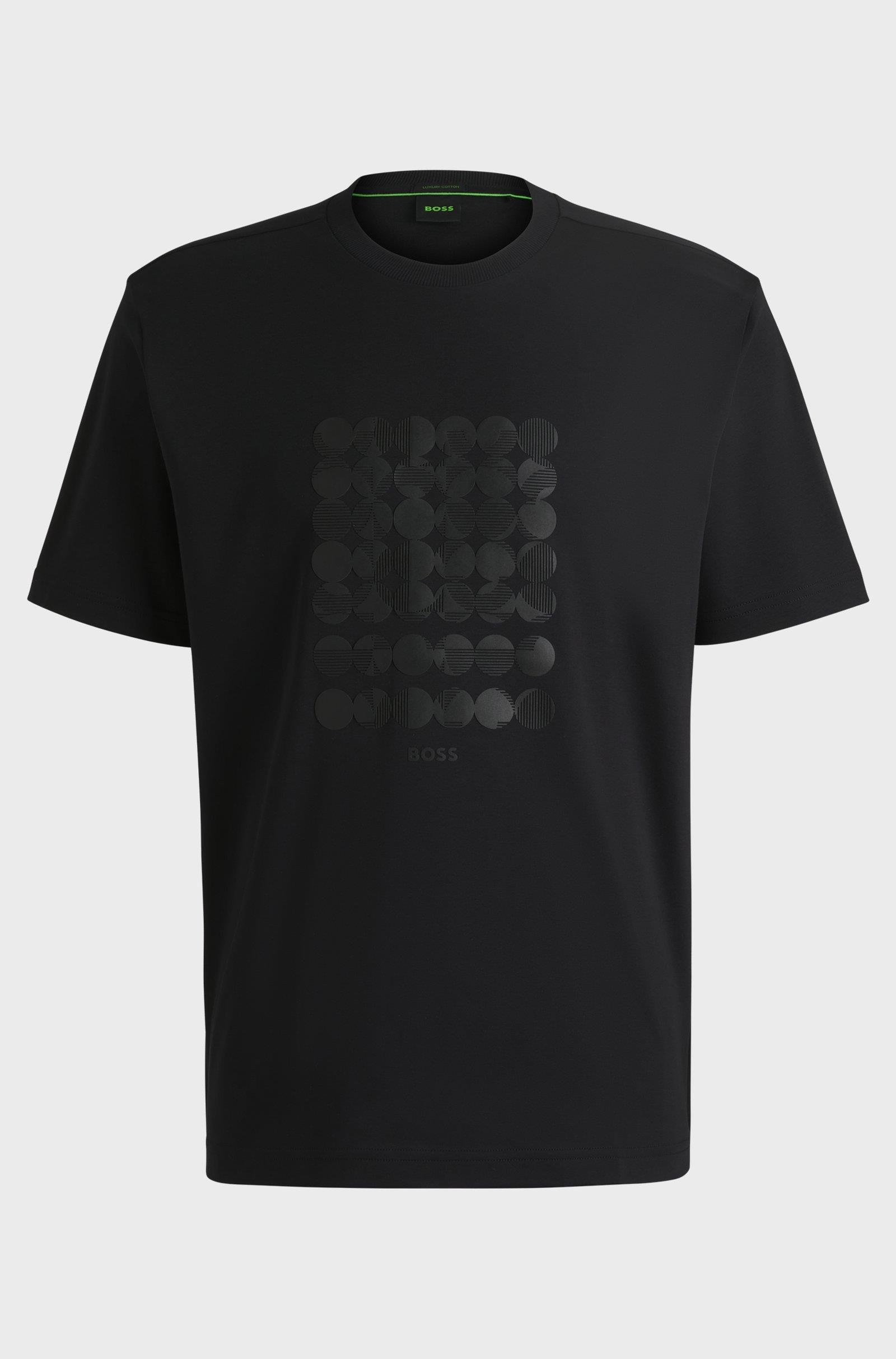 BOSS BOSS Erkek Kısa Kol Yuvarlak Desenli Bisiklet Yaka Siyah T-Shirt 50537845-001