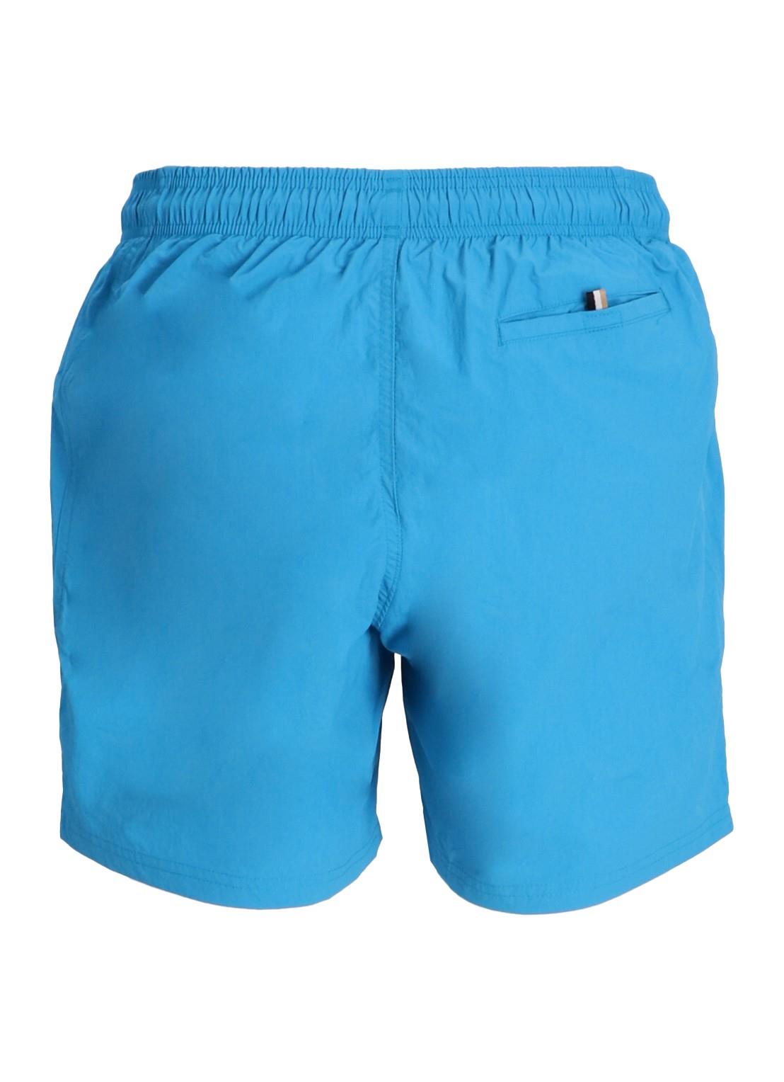 BOSS BOSS Erkek Logo Baskılı Hızlı Kuruyan Kumaş Beli İp Bağlamalı Mavi Mayo 50514502-443