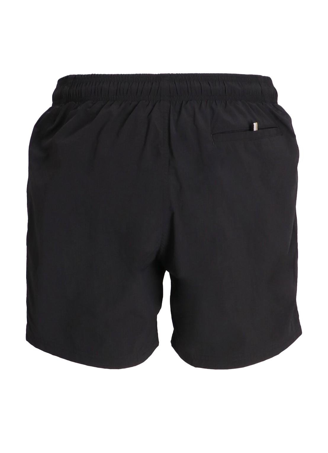 BOSS  BOSS Erkek Logo Baskılı Hızlı Kuruyan Kumaş Beli İp Bağlamalı Siyah Mayo 50514502-022