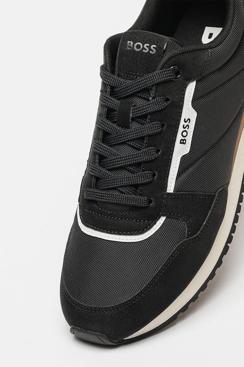 BOSS BOSS Erkek Marka Logolu Bağcıklı Kaydırmaz Tabanlı Günlük Siyah Sneaker 50529542-002