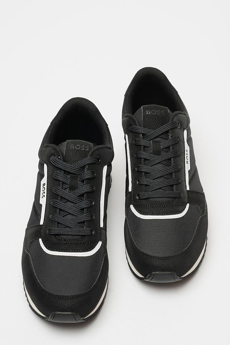 BOSS BOSS Erkek Marka Logolu Bağcıklı Kaydırmaz Tabanlı Günlük Siyah Sneaker 50529542-002