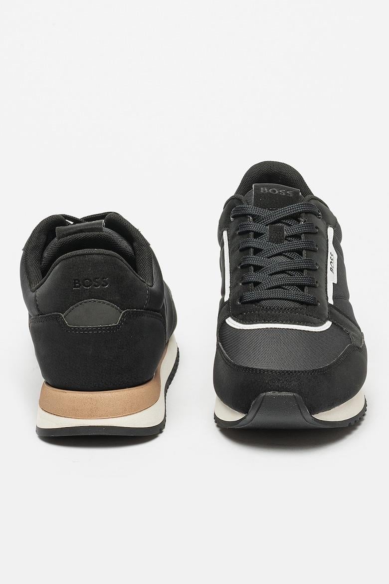 BOSS BOSS Erkek Marka Logolu Bağcıklı Kaydırmaz Tabanlı Günlük Siyah Sneaker 50529542-002
