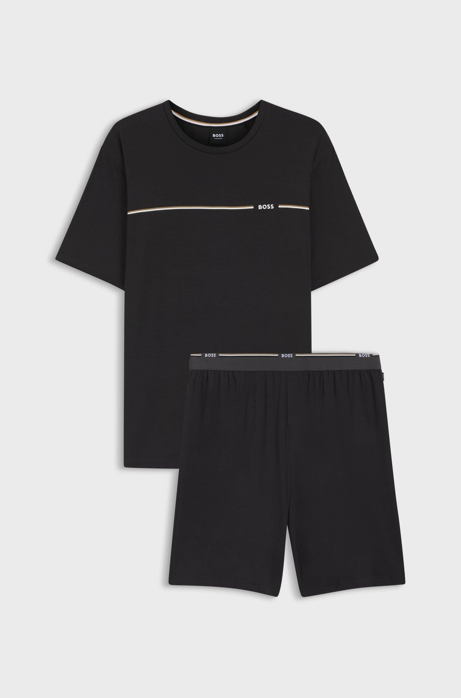 BOSS BOSS Erkek Normal Kalıp Bambu Jarse Kumaş Logo Baskılı Gri Pijama Takımı 50540627-021
