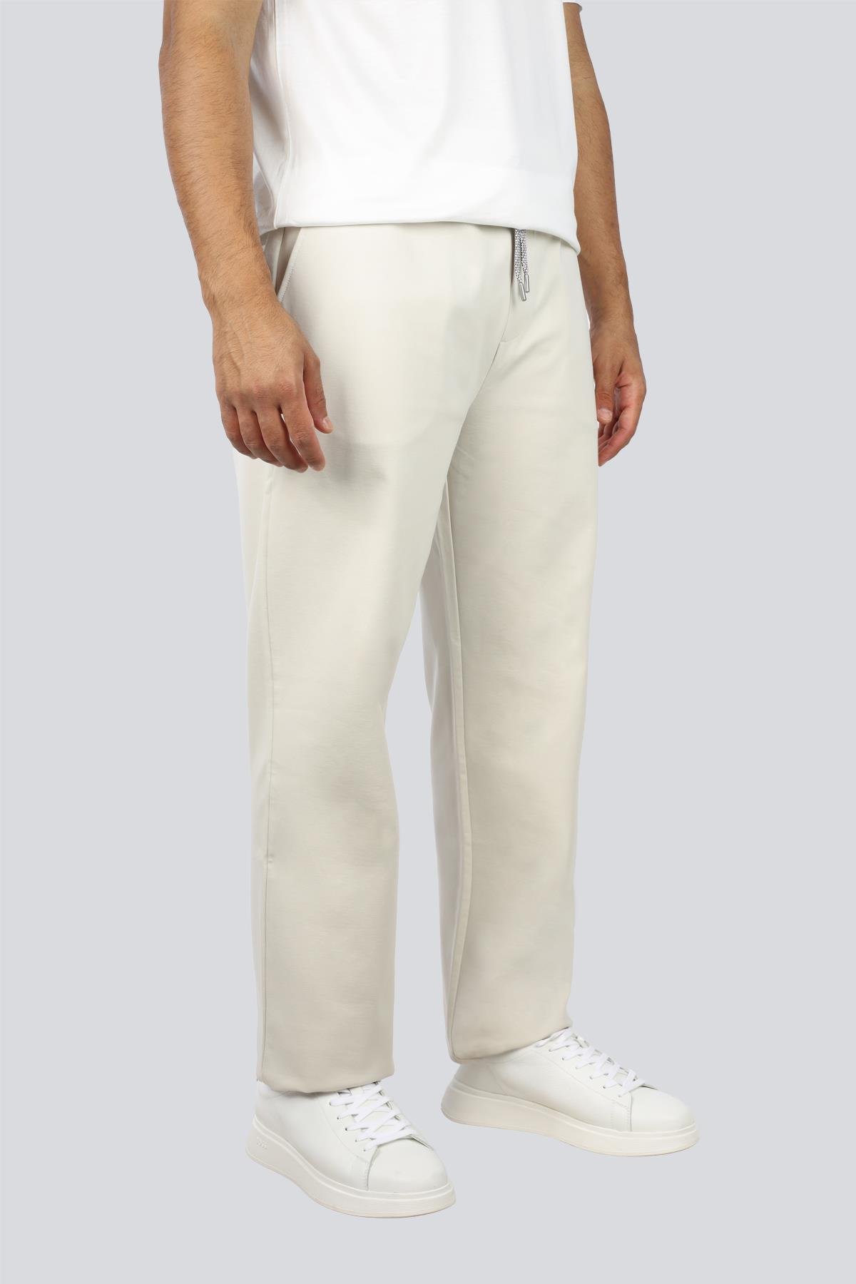 BOSS  BOSS Erkek Normal Kalıp Beli Bağcıklı Pamuklu Düz Kesim Bej Eşofman Altı 50543426-131