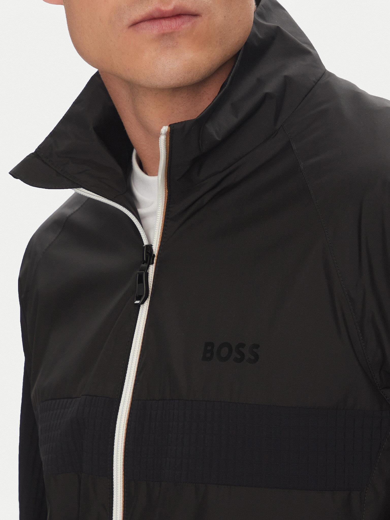 BOSS BOSS Erkek Normal Kalıp Dik Yaka Düz Çizgi Desenli Lastikli Paçalı Siyah Eşofman Takımı 50541286-001