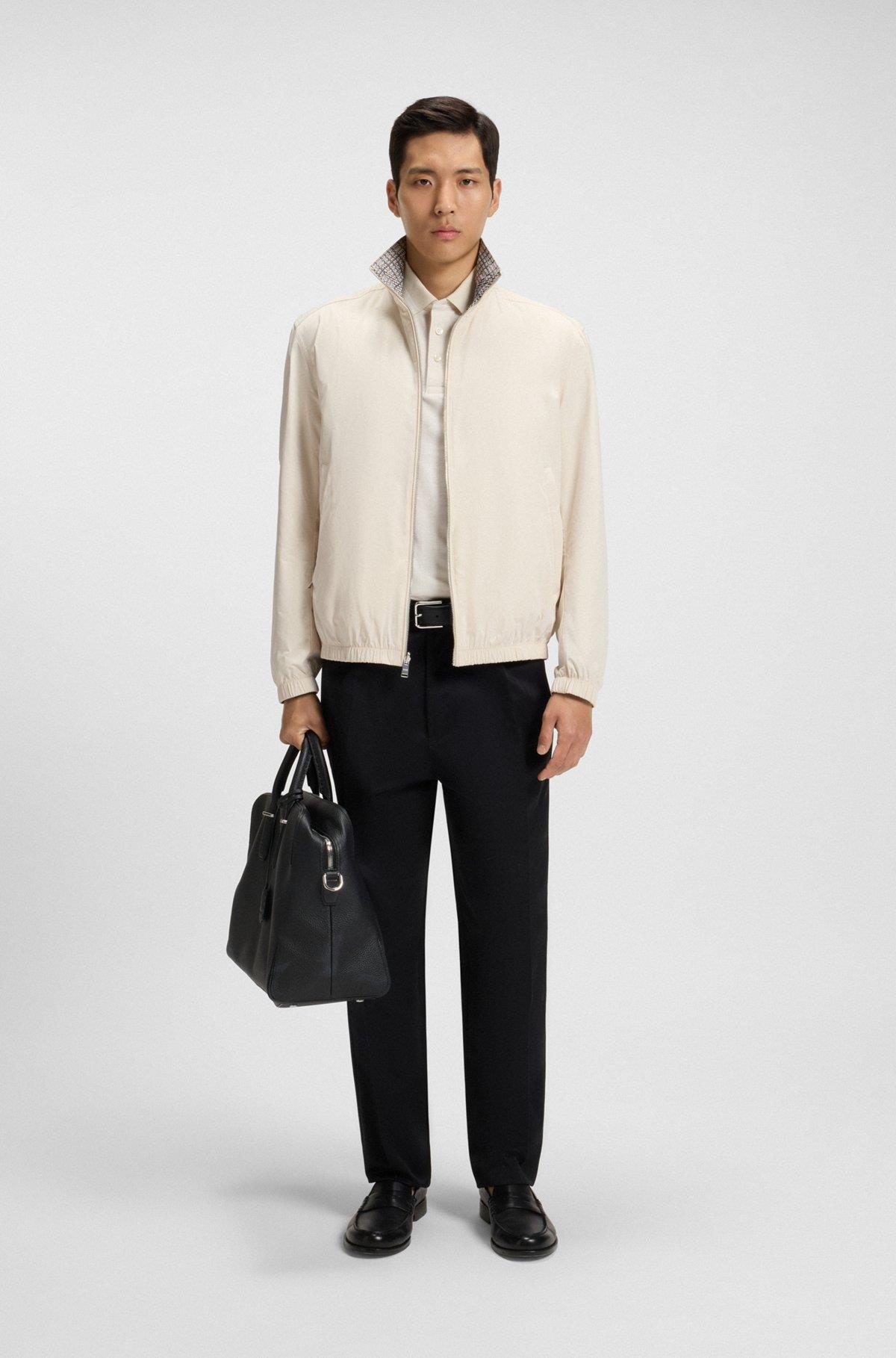 BOSS  BOSS Erkek Normal Kalıp Ekose Desenli Çift Taraflı Uzun Kollu Su Geçirmez Ekru Ceket 50549693-131