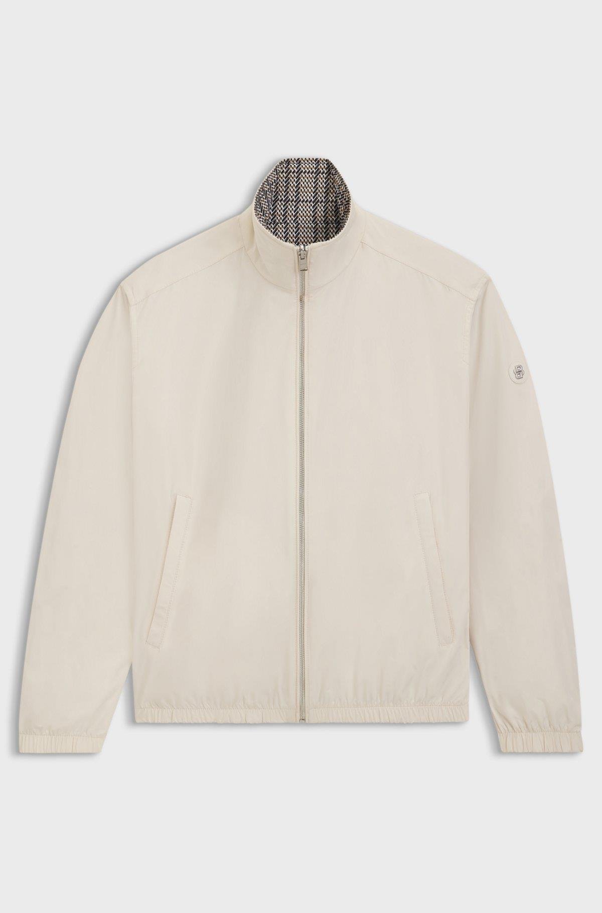 BOSS  BOSS Erkek Normal Kalıp Ekose Desenli Çift Taraflı Uzun Kollu Su Geçirmez Ekru Ceket 50549693-131