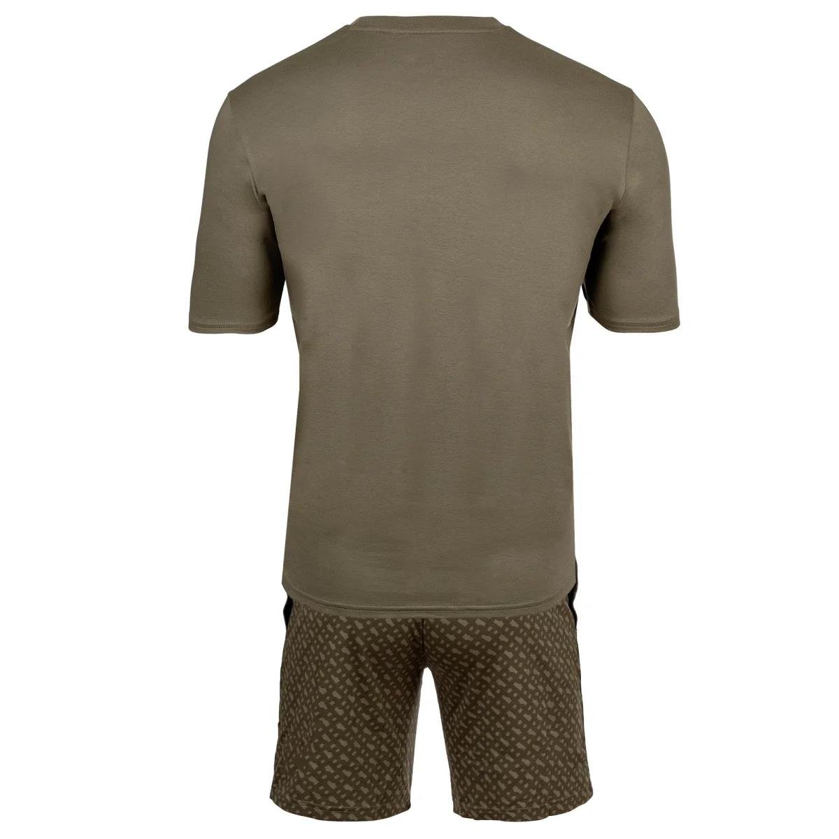 BOSS BOSS Erkek Pamuklu Normal Kalıp Logo Desenli Haki Pijama Takımı 50540613-349
