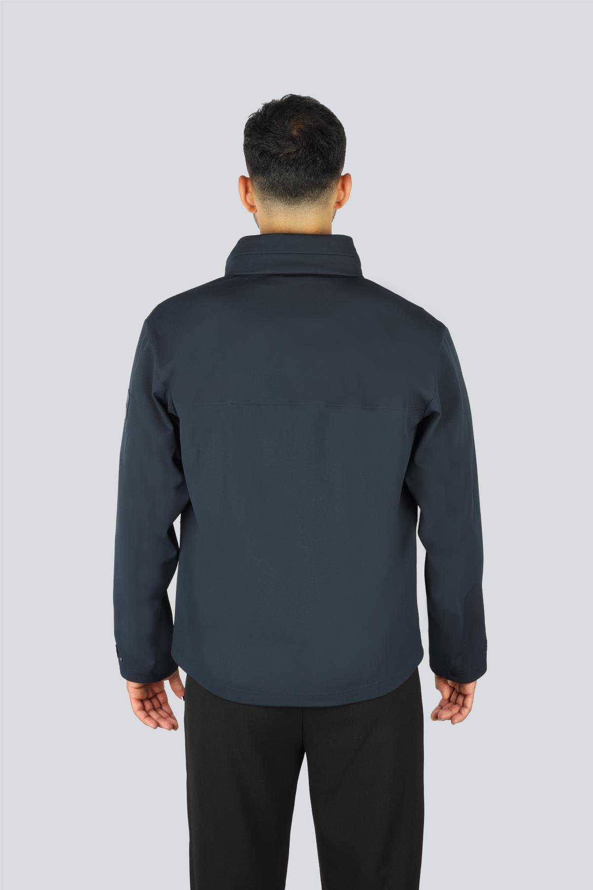 BOSS BOSS Erkek Regular Fit Dik Yaka Saklanabilir Kapüşonlu Fermuarlı Uzun Kollu Lacivert Ceket 50547488-404