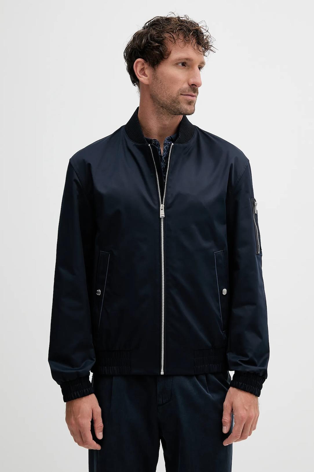 BOSS BOSS Erkek Regular Fit Dik Yaka Su Geçirmez Kumaş Astarlı Uzun Kollu Lacivert Ceket 50544097-404
