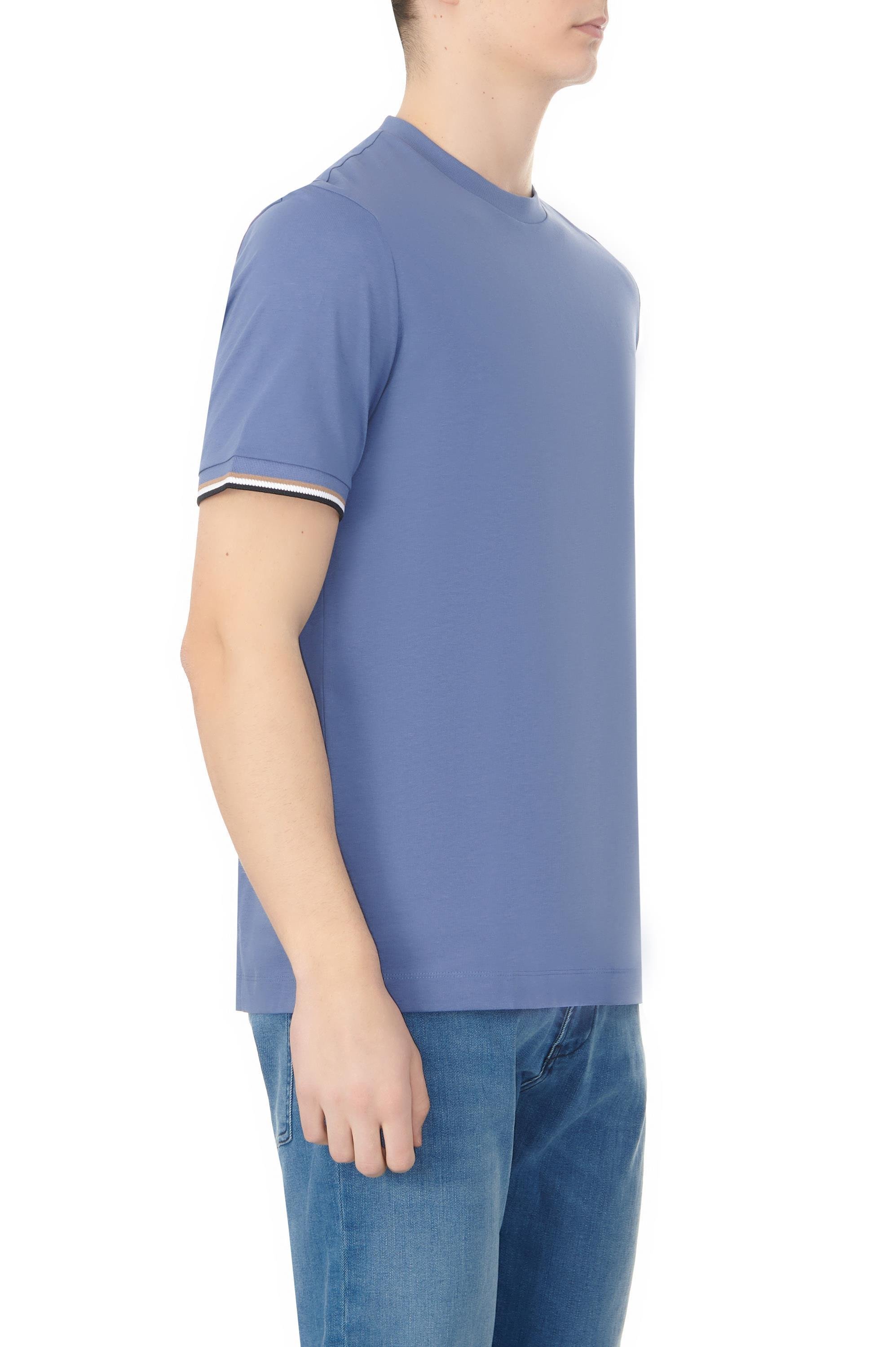 BOSS BOSS Erkek regular fit Kısa Kollu Düz Bisiklet Yaka Mavi T-Shirt 50501097-479