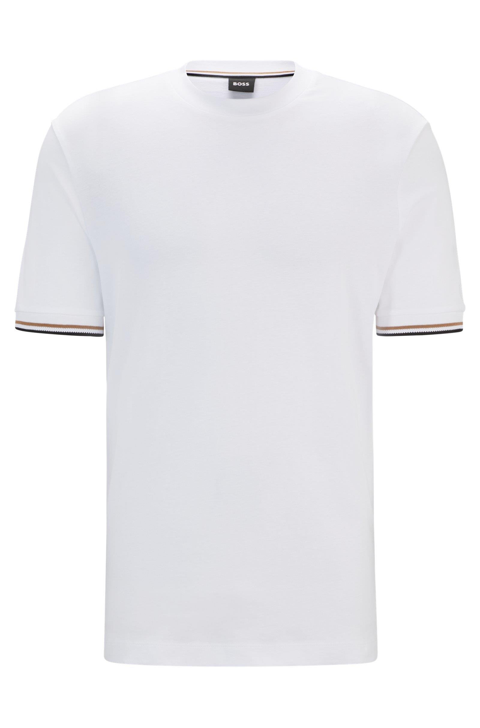 BOSS BOSS Erkek regular fit Kısa Kollu Düz Bisiklet Yaka Beyaz T-Shirt 50501097-100