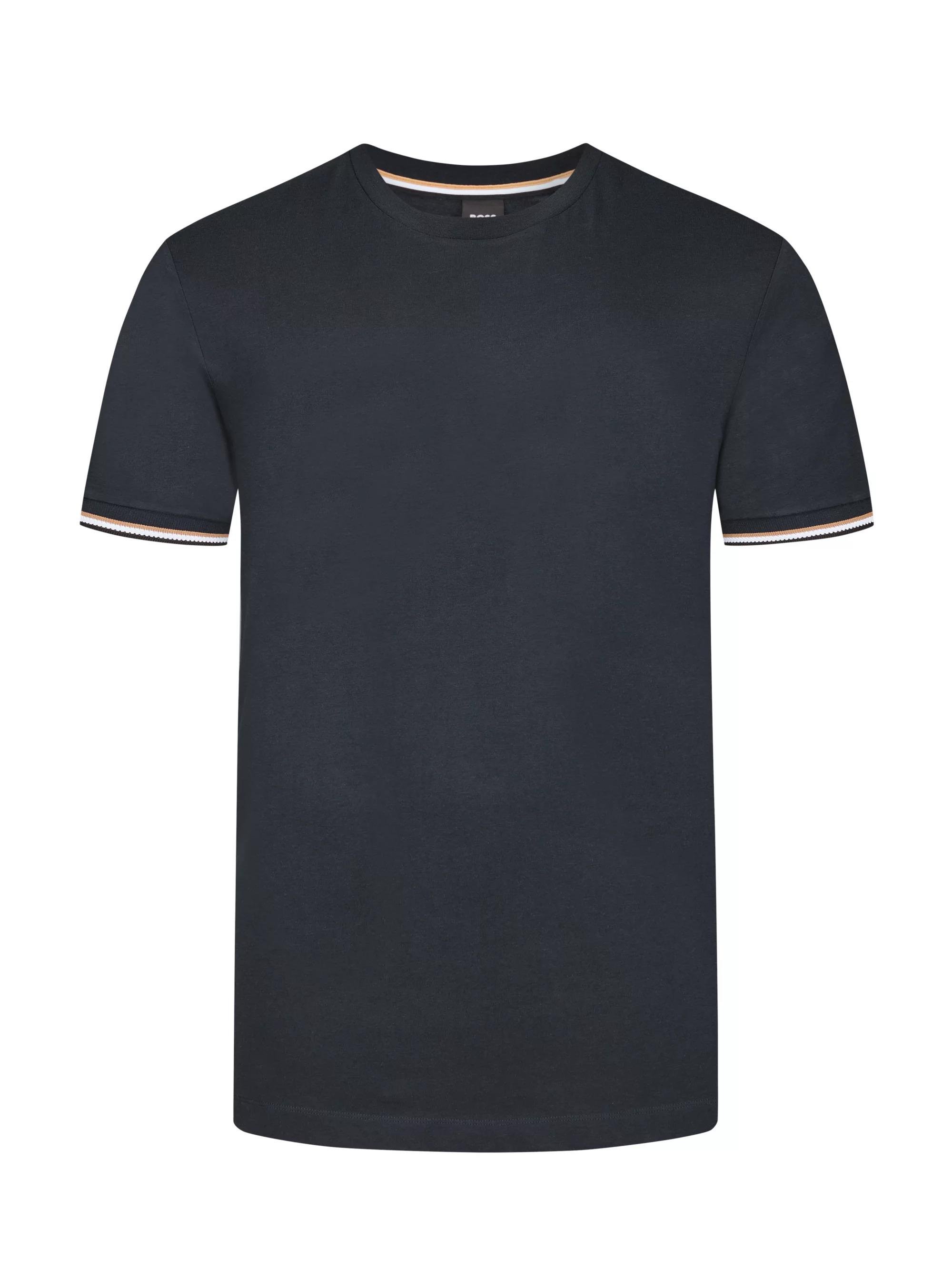 BOSS BOSS Erkek regular fit Kısa Kollu Düz Bisiklet Yaka Lacivert T-Shirt 50501097-404