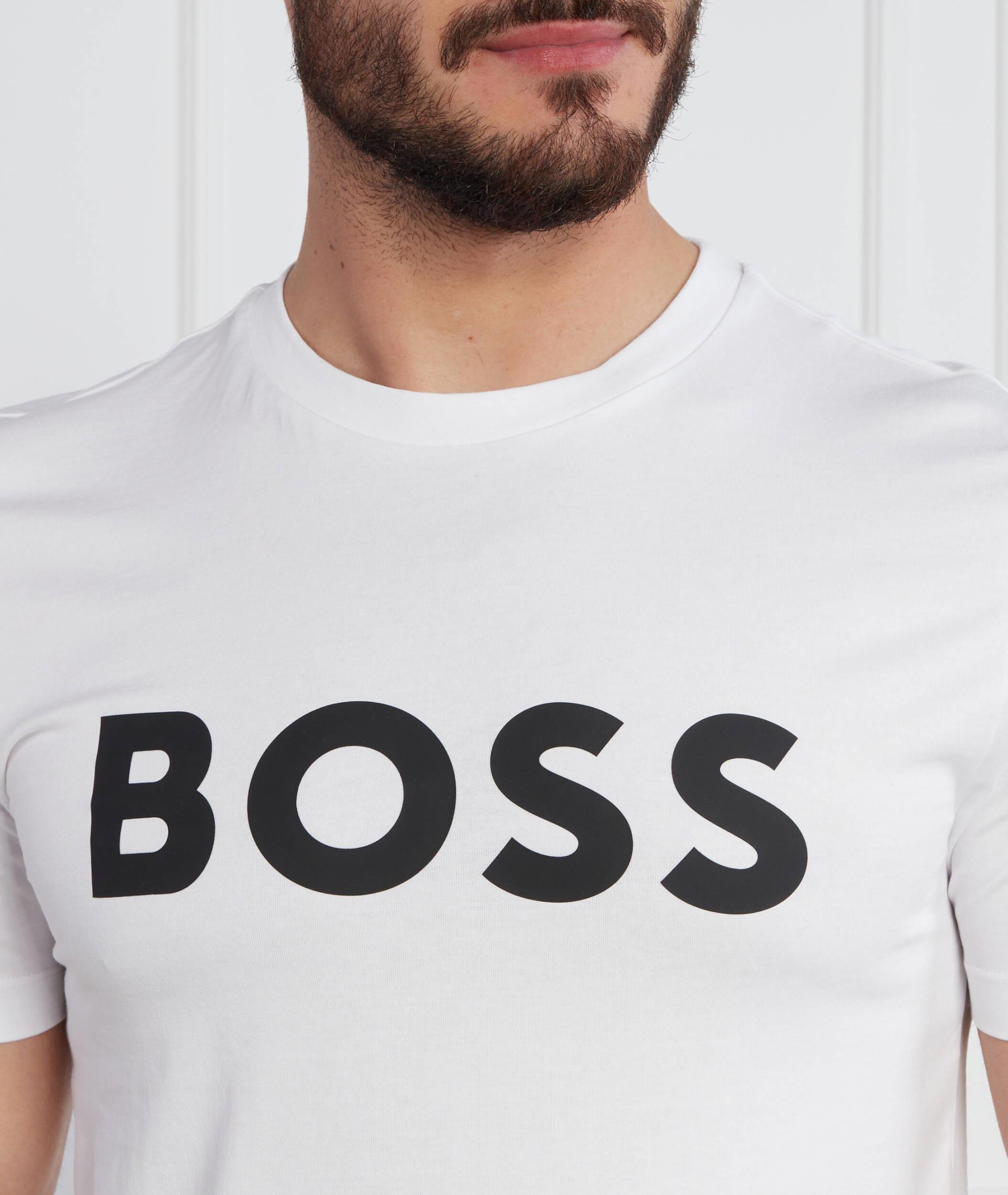 BOSS BOSS Erkek regular fit Kısa Kollu Düz Bisiklet Yaka Beyaz T-Shirt 50495742-100