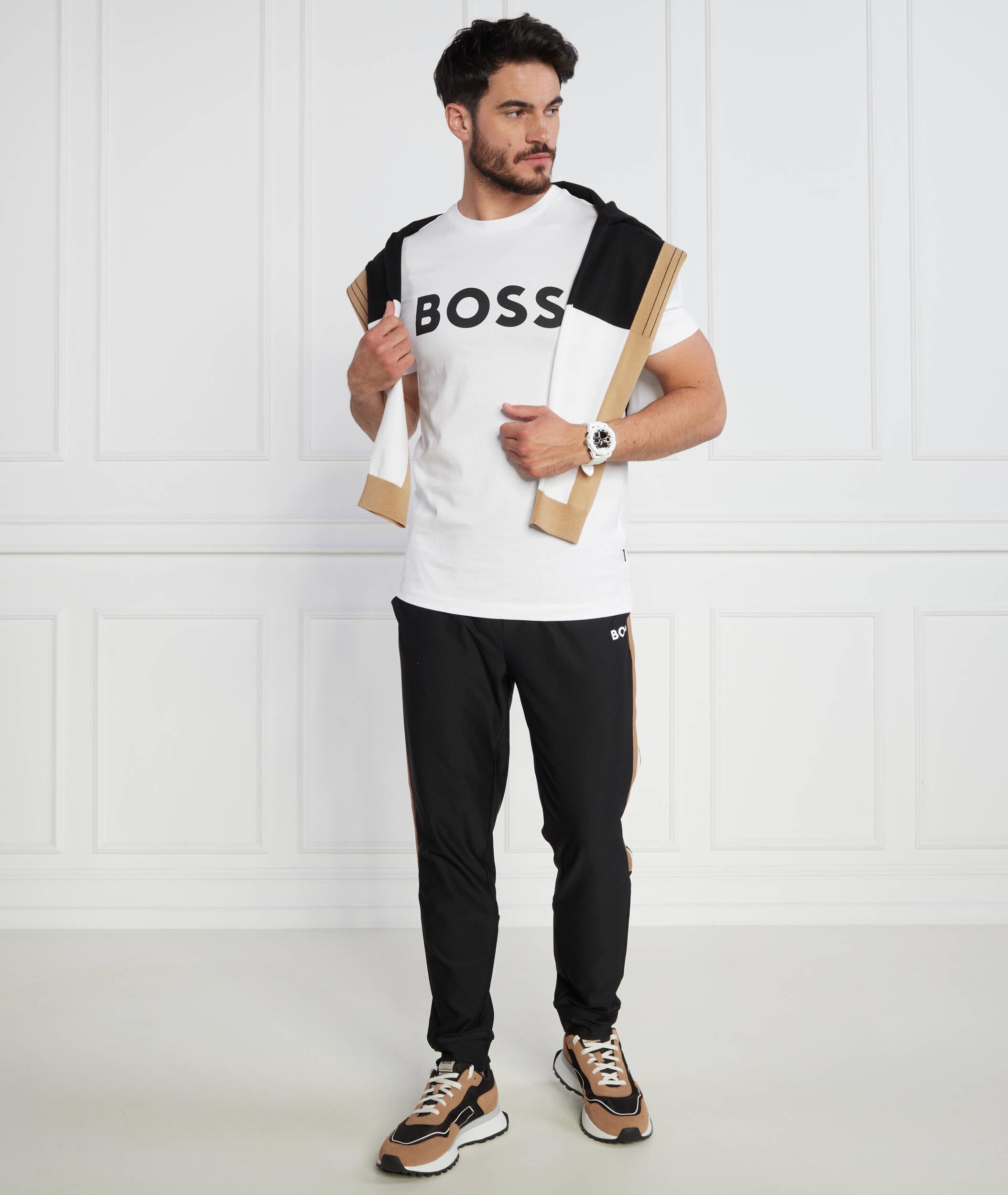 BOSS BOSS Erkek regular fit Kısa Kollu Düz Bisiklet Yaka Beyaz T-Shirt 50495742-100