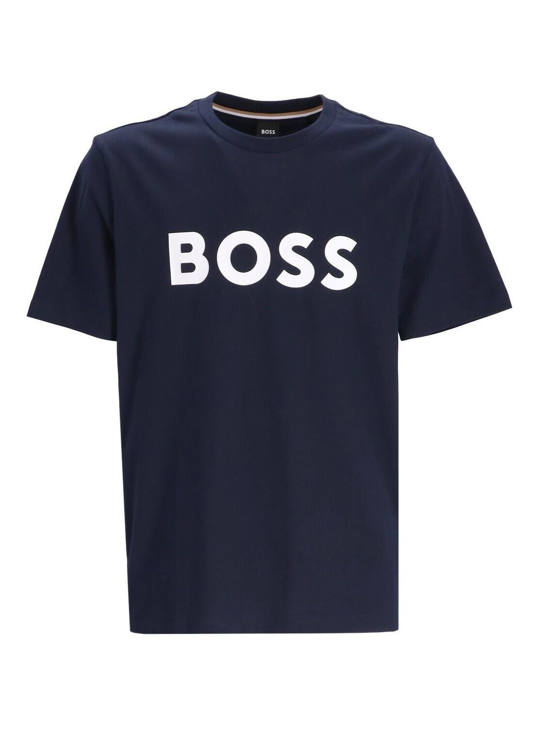 BOSS BOSS Erkek regular fit Kısa Kollu Düz Bisiklet Yaka Lacivert T-Shirt 50495742-404