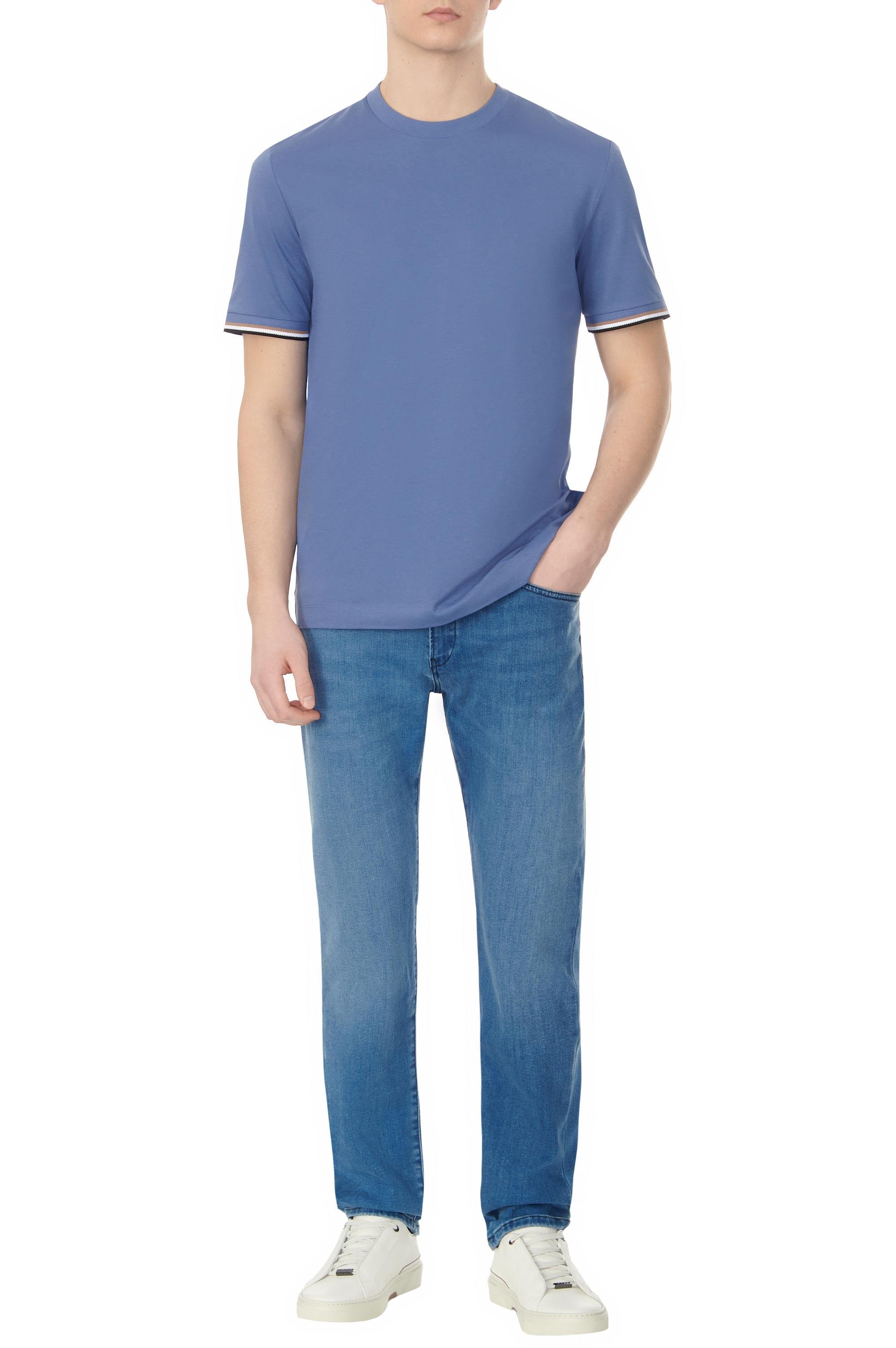 BOSS BOSS Erkek regular fit Kısa Kollu Düz Bisiklet Yaka Mavi T-Shirt 50501097-479