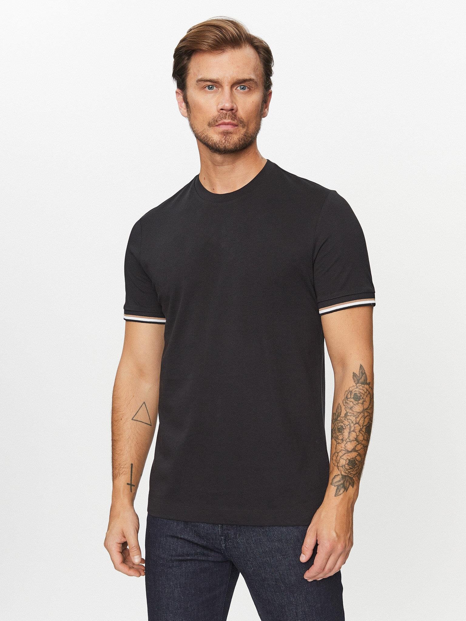 BOSS BOSS Erkek regular fit Kısa Kollu Düz Bisiklet Yaka Siyah T-Shirt 50501097-001