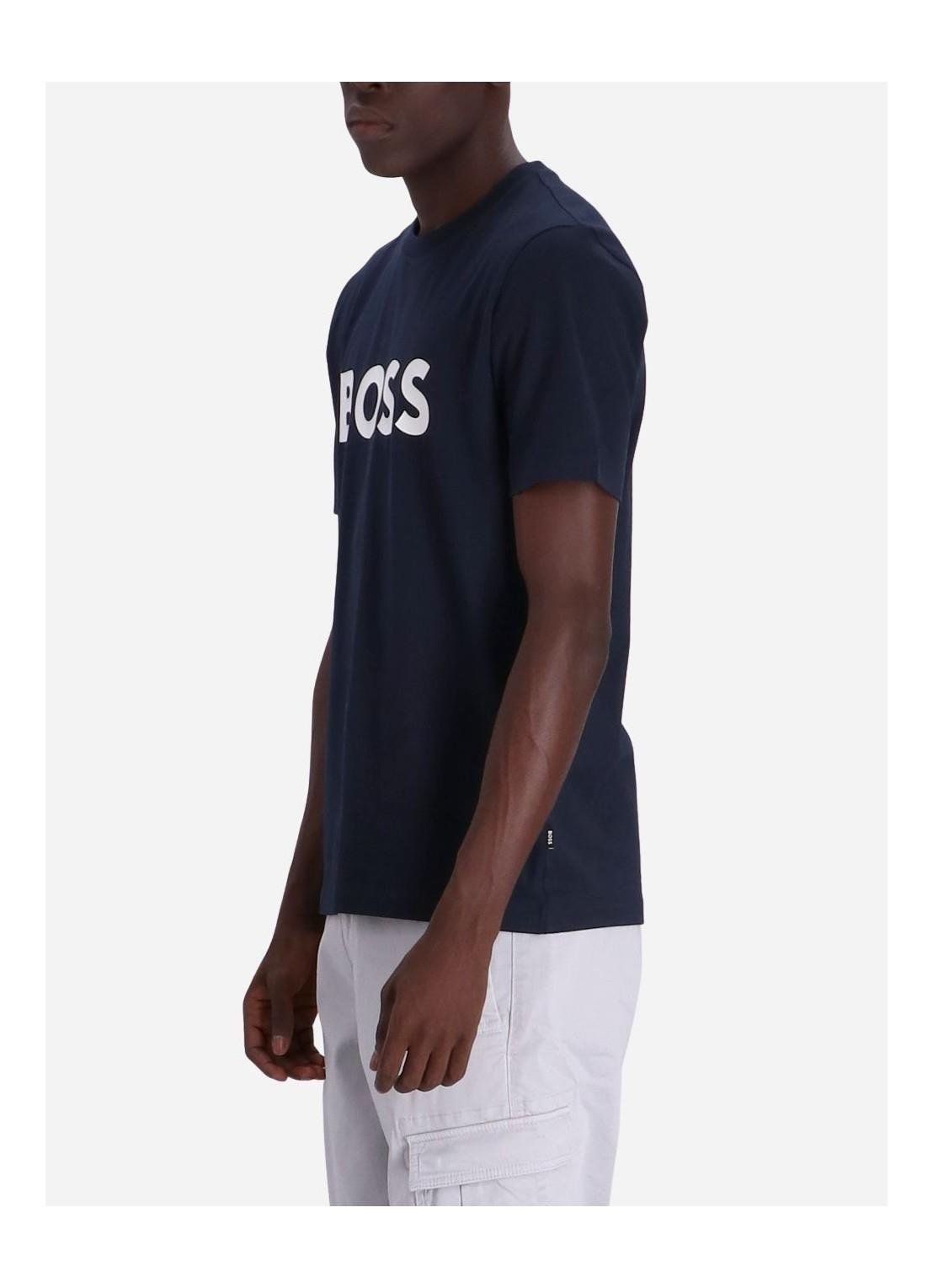 BOSS BOSS Erkek regular fit Kısa Kollu Düz Bisiklet Yaka Lacivert T-Shirt 50495742-404
