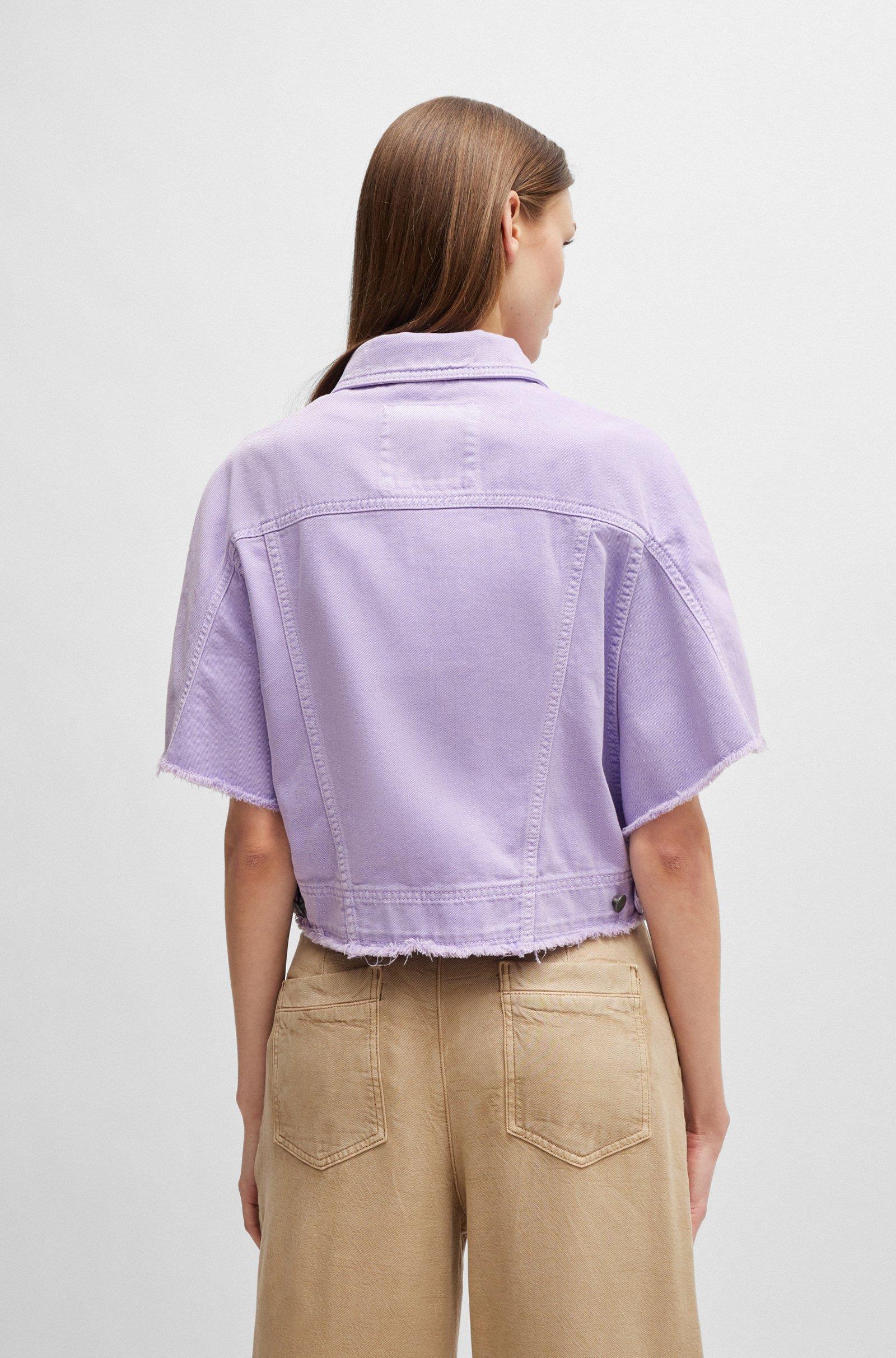 BOSS BOSS Kadın Gömlek Yakalı Crop Model Düğme Detaylı Mor Ceket 50511402-548