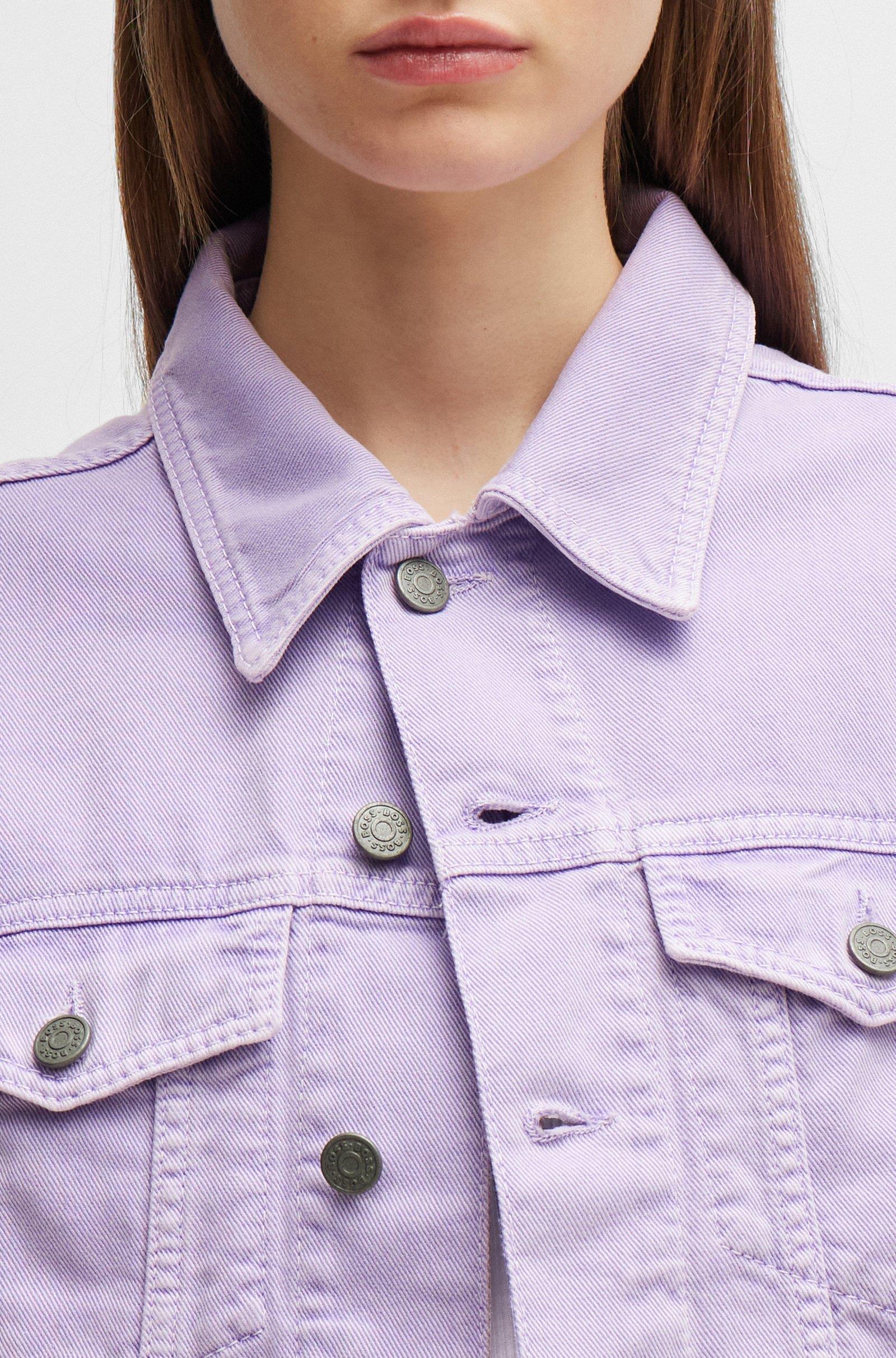 BOSS BOSS Kadın Gömlek Yakalı Crop Model Düğme Detaylı Mor Ceket 50511402-548