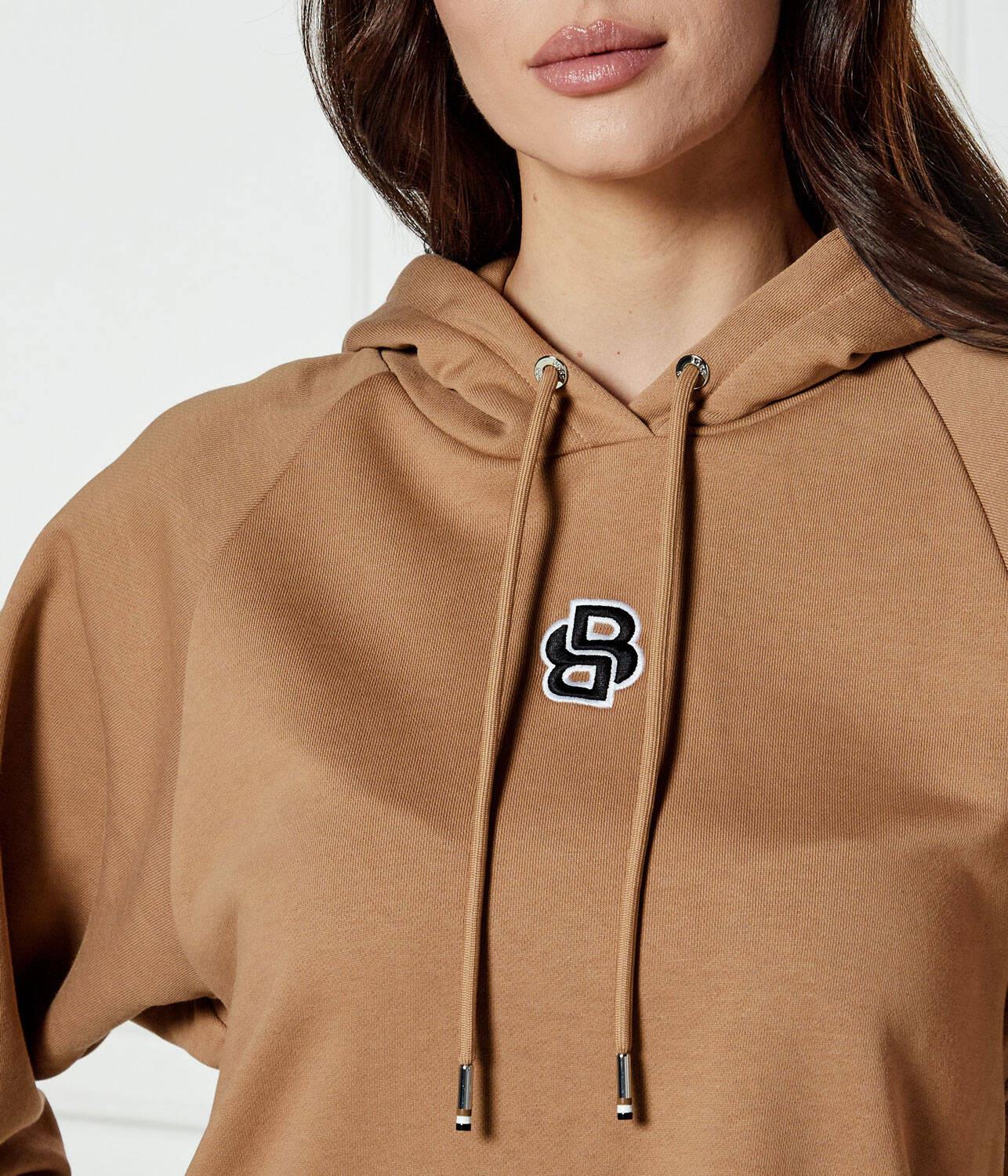 BOSS BOSS Kadın Normal Kesim Kapüşonlu Pamuklu Uzun Kollu Bej Sweatshirt 50537934-261