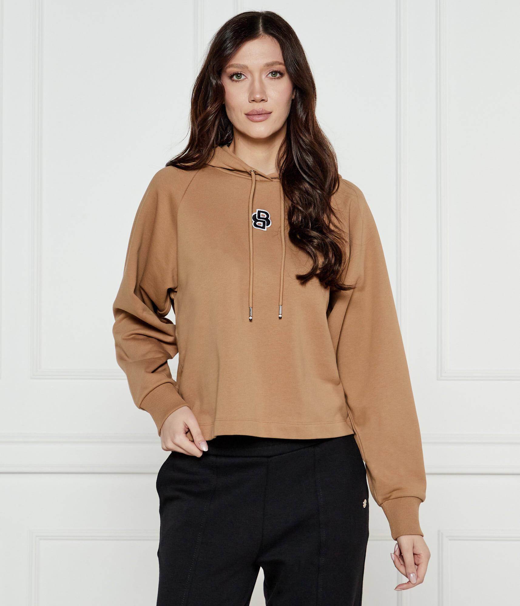BOSS BOSS Kadın Normal Kesim Kapüşonlu Pamuklu Uzun Kollu Bej Sweatshirt 50537934-261