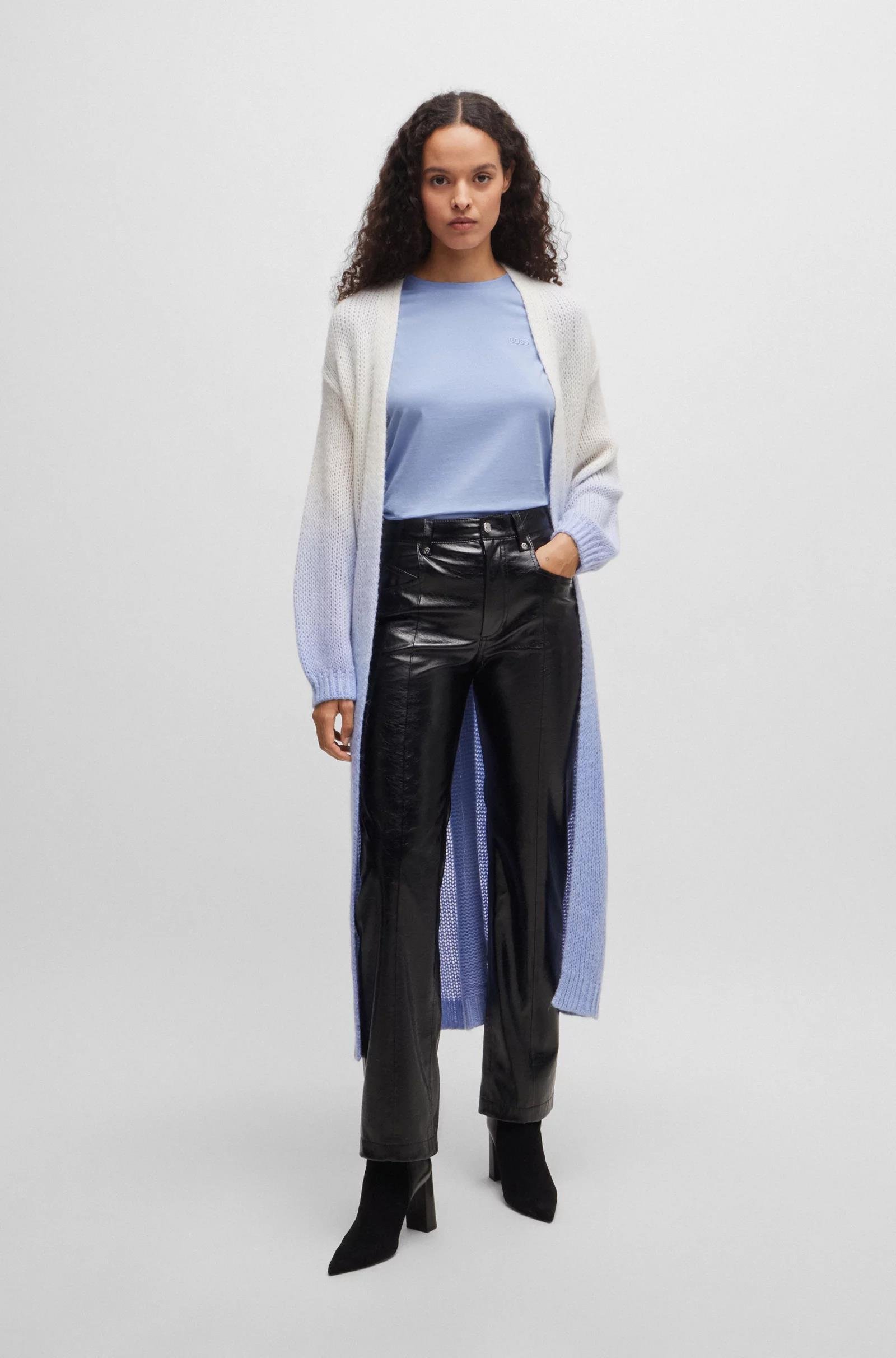 BOSS BOSS Kadın Pamuklu Marka Logolu Yuvarlak Yaka Mavi T-Shirt 50506973-436