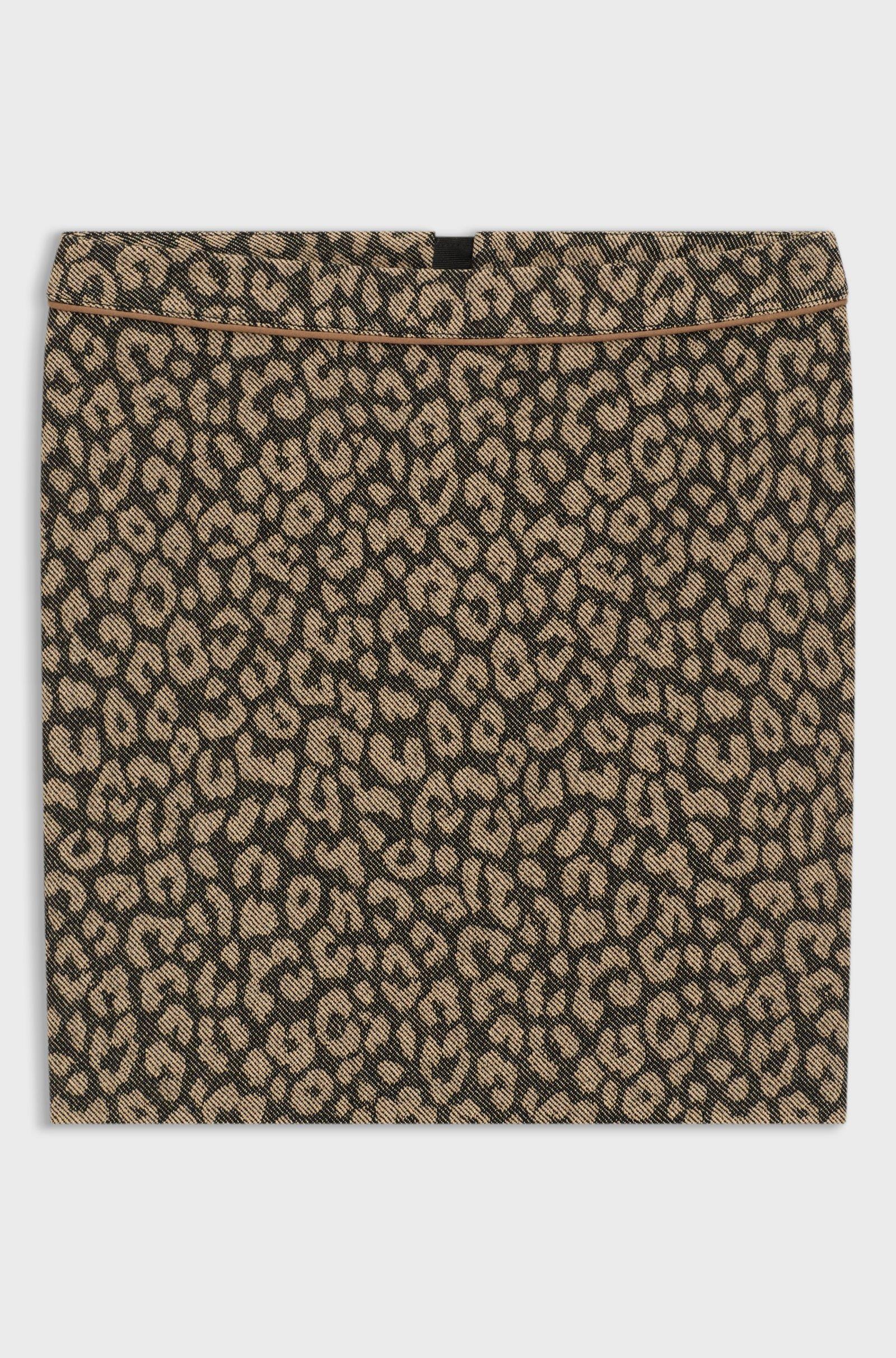 BOSS BOSS Kadın Regular Fit Fermuar Kapatmalı Astarlı Leopar Desenli Mini Leopar Etek 50545996-960