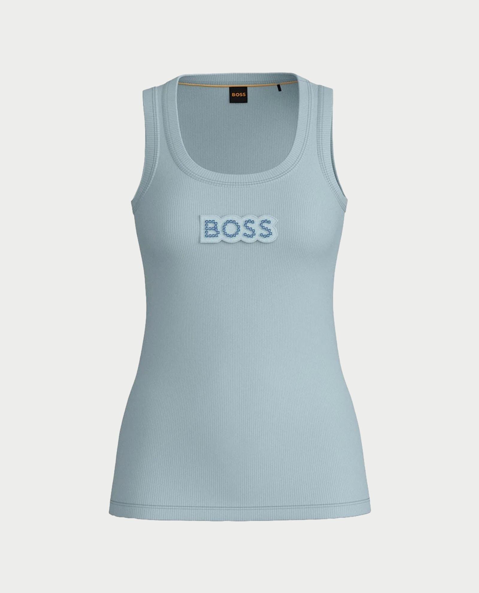 BOSS BOSS Kadın Slim Fit Kalın Askı Boss Yazılı Mavi Atlet 50536985-442