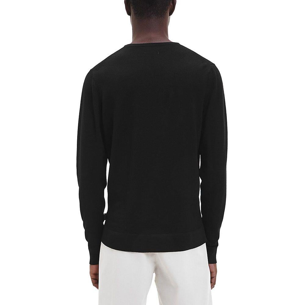 Calvin Klein Calvin Kleın Erkek %100 Yün Marka Logolu Uzun Kollu Bisiklet Yaka Siyah Sweatshirt K10K109474-BEH