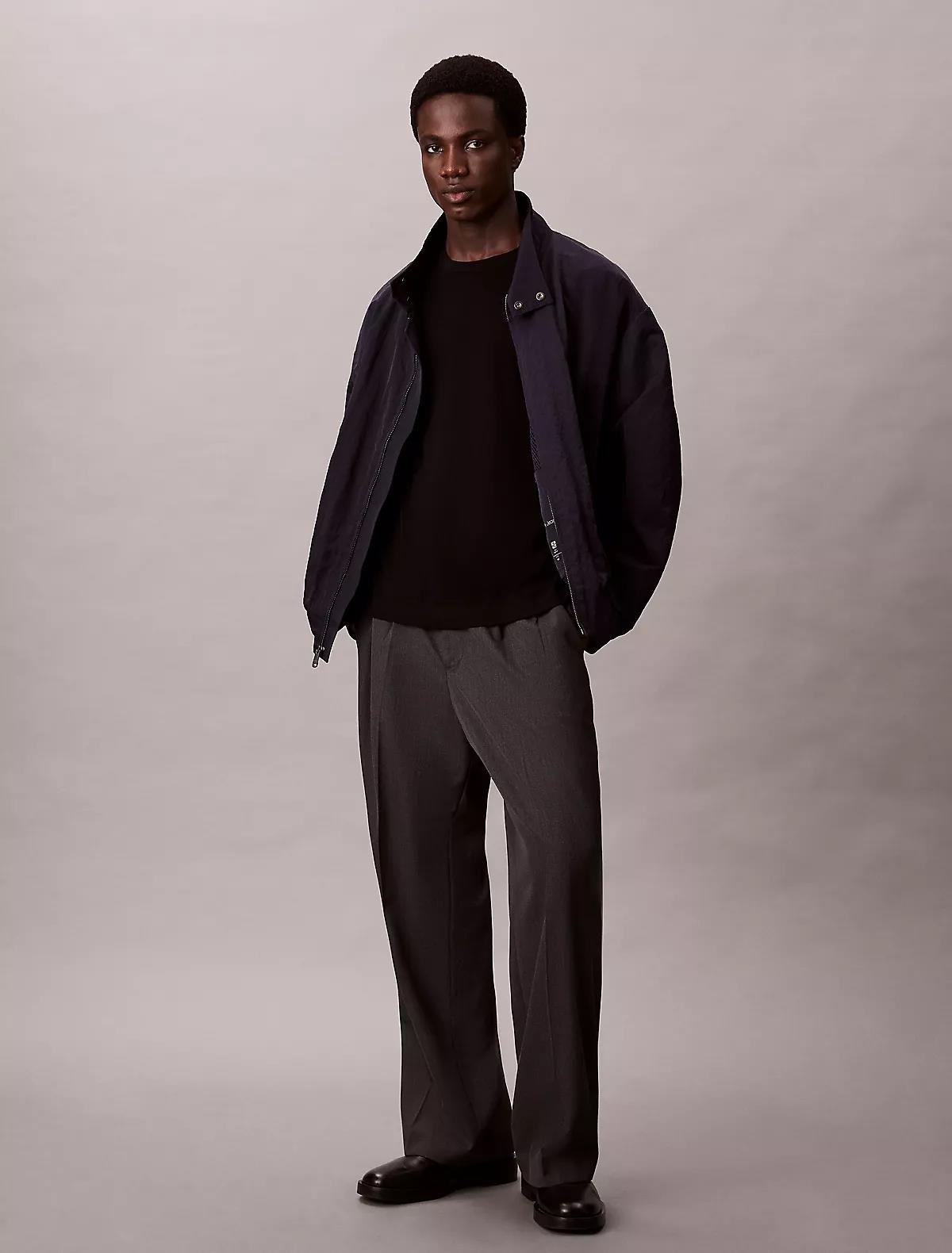 Calvin Klein Calvin Klein Erkek %100 Yün Normal Kalıp Ribanalı Yuvarlak Yaka Ck Logo Kabartmalı Uzun Kollu Örme Siyah Kazak LV04LB305G-UB1