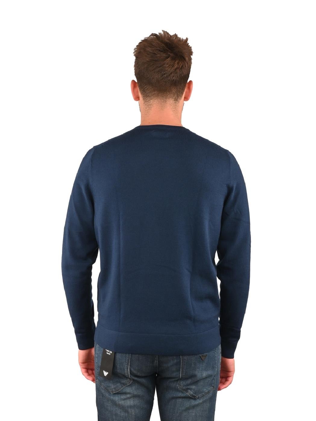Calvin Klein Calvin Kleın Erkek %100 Yün Marka Logolu Uzun Kollu Bisiklet Yaka Lacivert Sweatshirt K10K109474-DW4