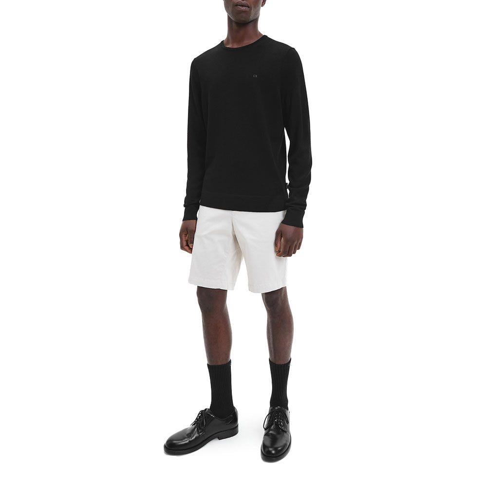 Calvin Klein Calvin Kleın Erkek %100 Yün Marka Logolu Uzun Kollu Bisiklet Yaka Siyah Sweatshirt K10K109474-BEH