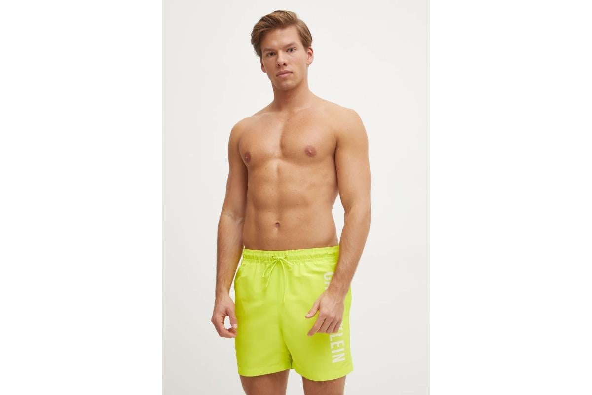 Calvin Klein Calvin Klein Erkek Beli İp Bağlamalı Normal Kalıp Logo Baskılı Sarı Mayo KM0KM01092-LRF