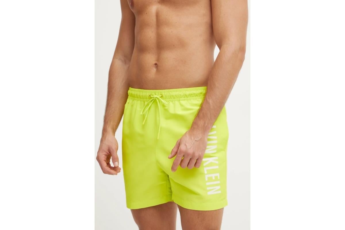 Calvin Klein Calvin Klein Erkek Beli İp Bağlamalı Normal Kalıp Logo Baskılı Sarı Mayo KM0KM01092-LRF