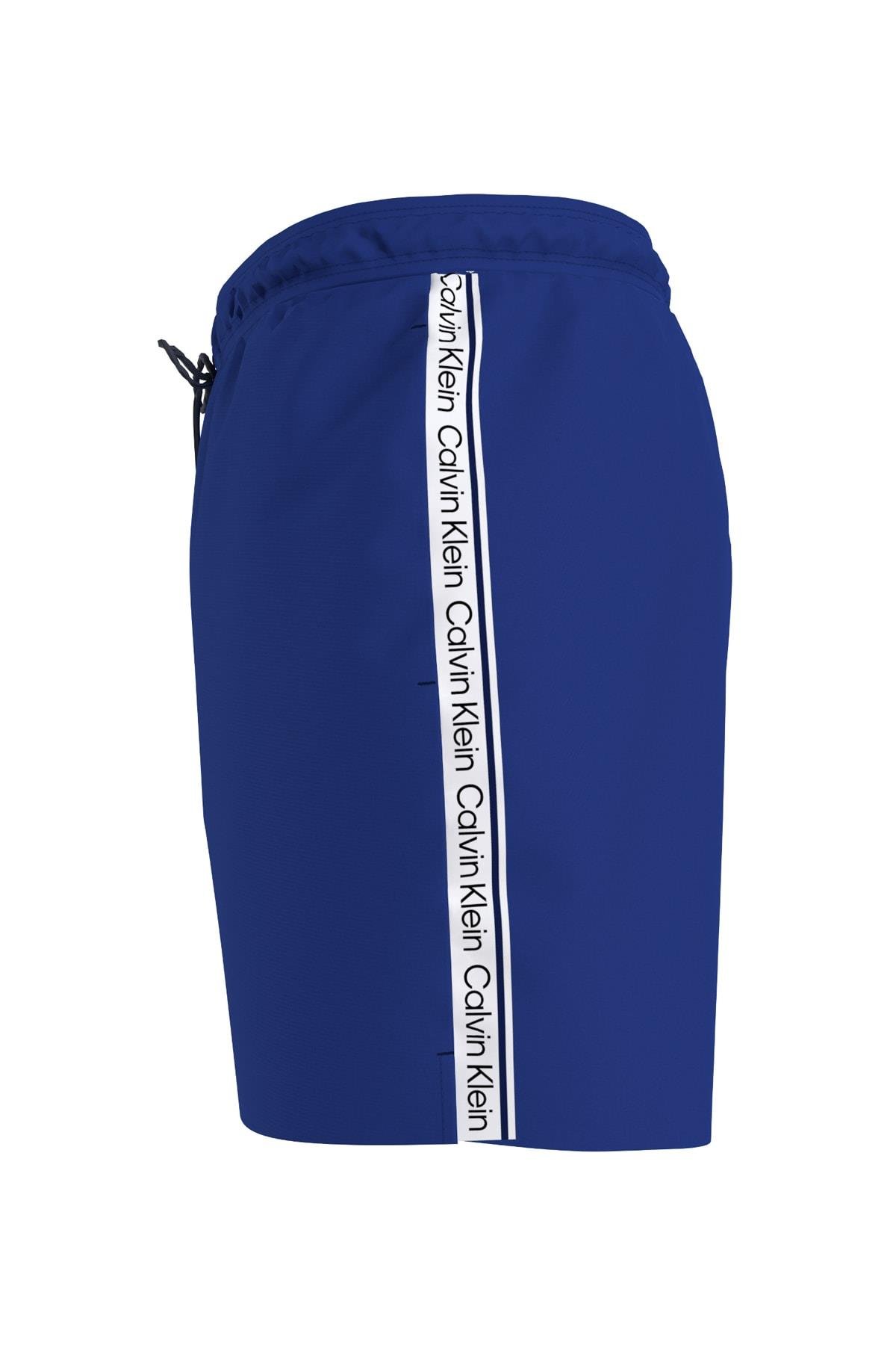 Calvin Klein Calvin Kleın Erkek Çabuk Kuruyan Kumaşlı Normal Kesim Mavi Mayo KM0KM00810-C85