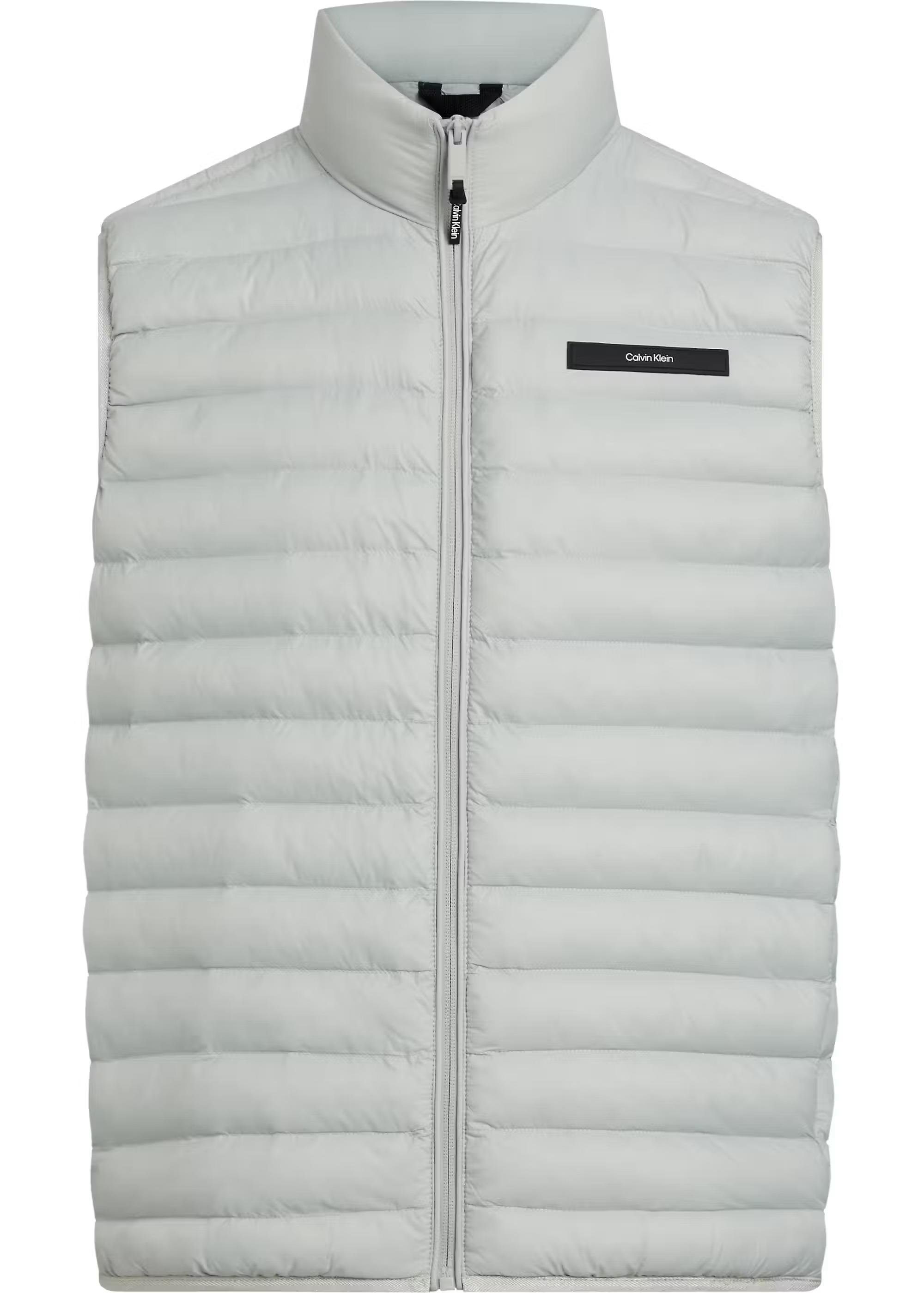 Calvin Klein Calvin Kleın Erkek Dik Yaka Düz Kesim Fermuar Kapamalı Gri Yelek K10K113470-PEB