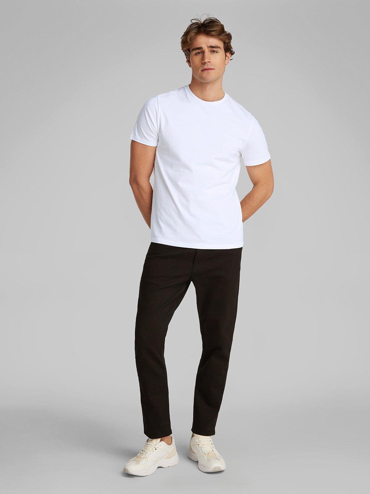 Calvin Klein Calvin Klein Erkek Dokuma Bisiklet Yaka Kısa Kollu Günlük Beyaz T-Shirt LV040HM265-YAA