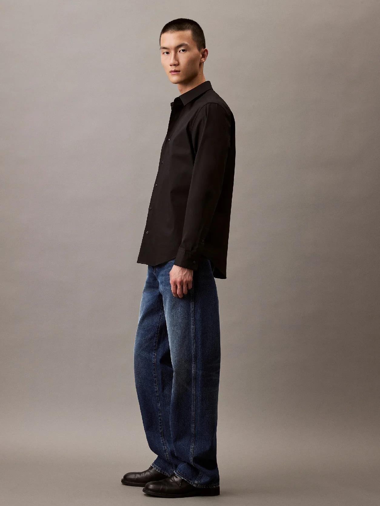 Calvin Klein Calvin Klein Erkek Klasik Kesim Pamuklu Uzun Kollu Siyah Gömlek LV04LB148G-UB1