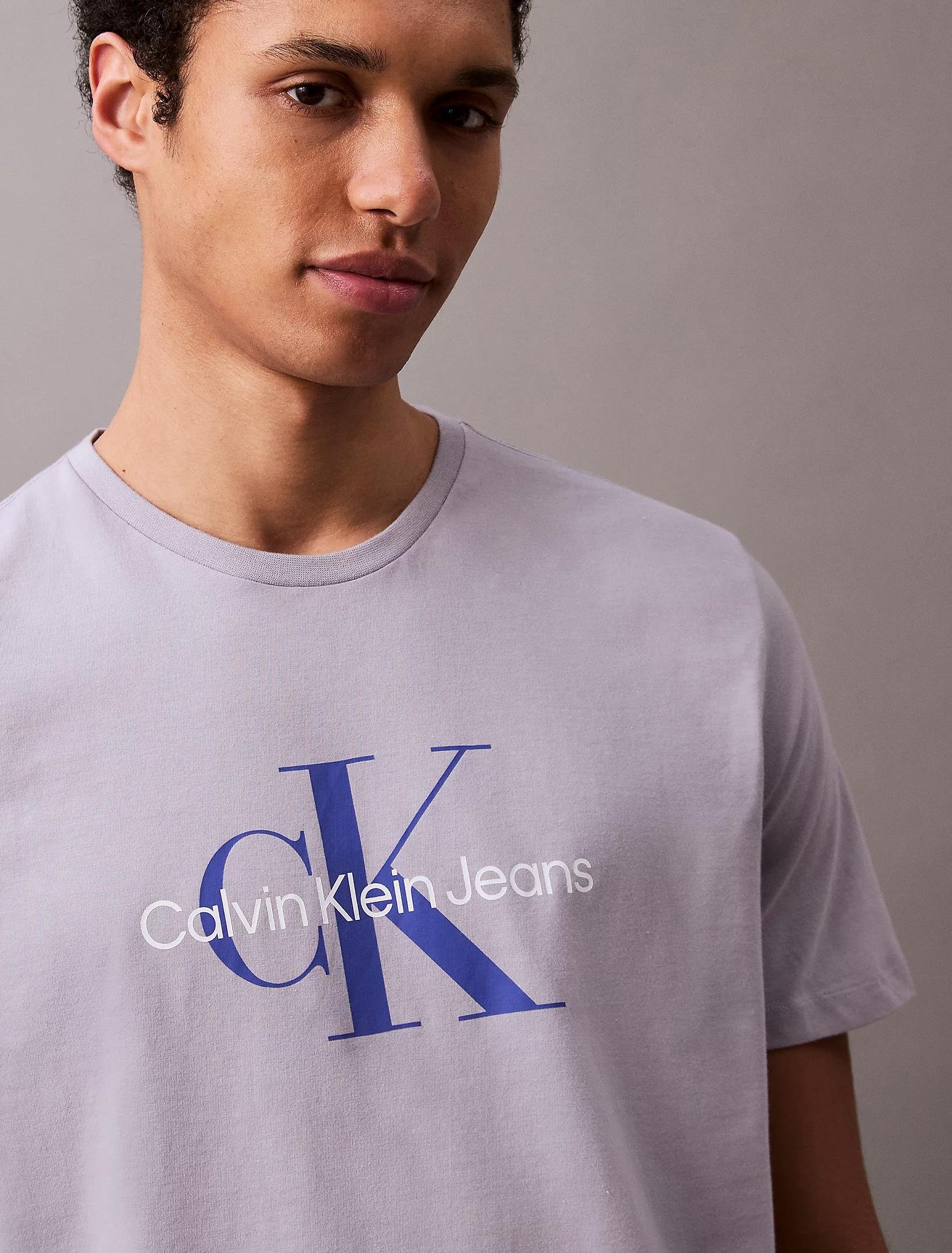 Calvin Klein Calvin Klein Erkek Logolu Bisiklet Yaka Kısa Kol Standart Mor T-Shirt LV040EM286-G71