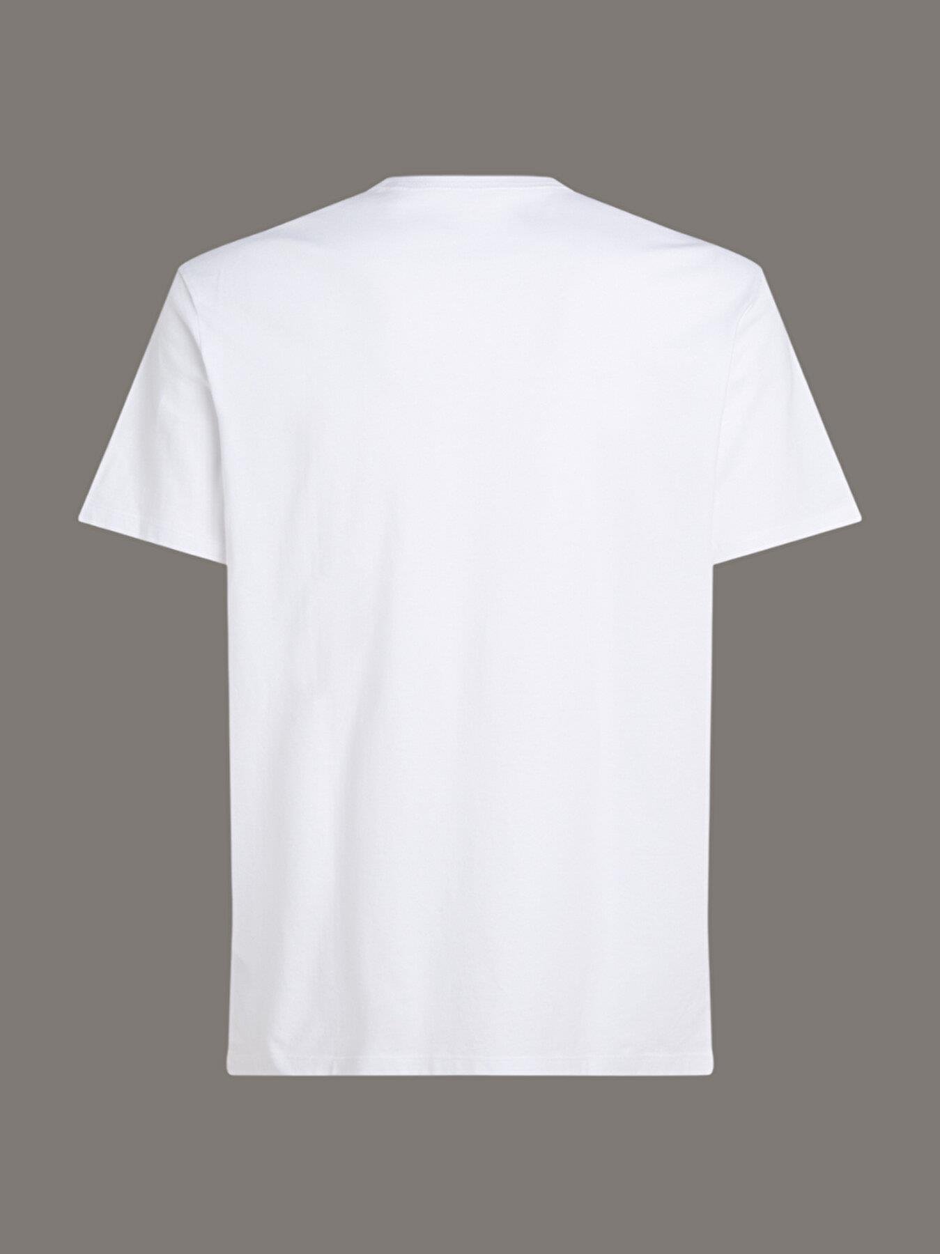Calvin Klein Calvin Klein Erkek Logolu Bisiklet Yaka Kısa Kol Standart Beyaz T-Shirt LV040EM286-YAA