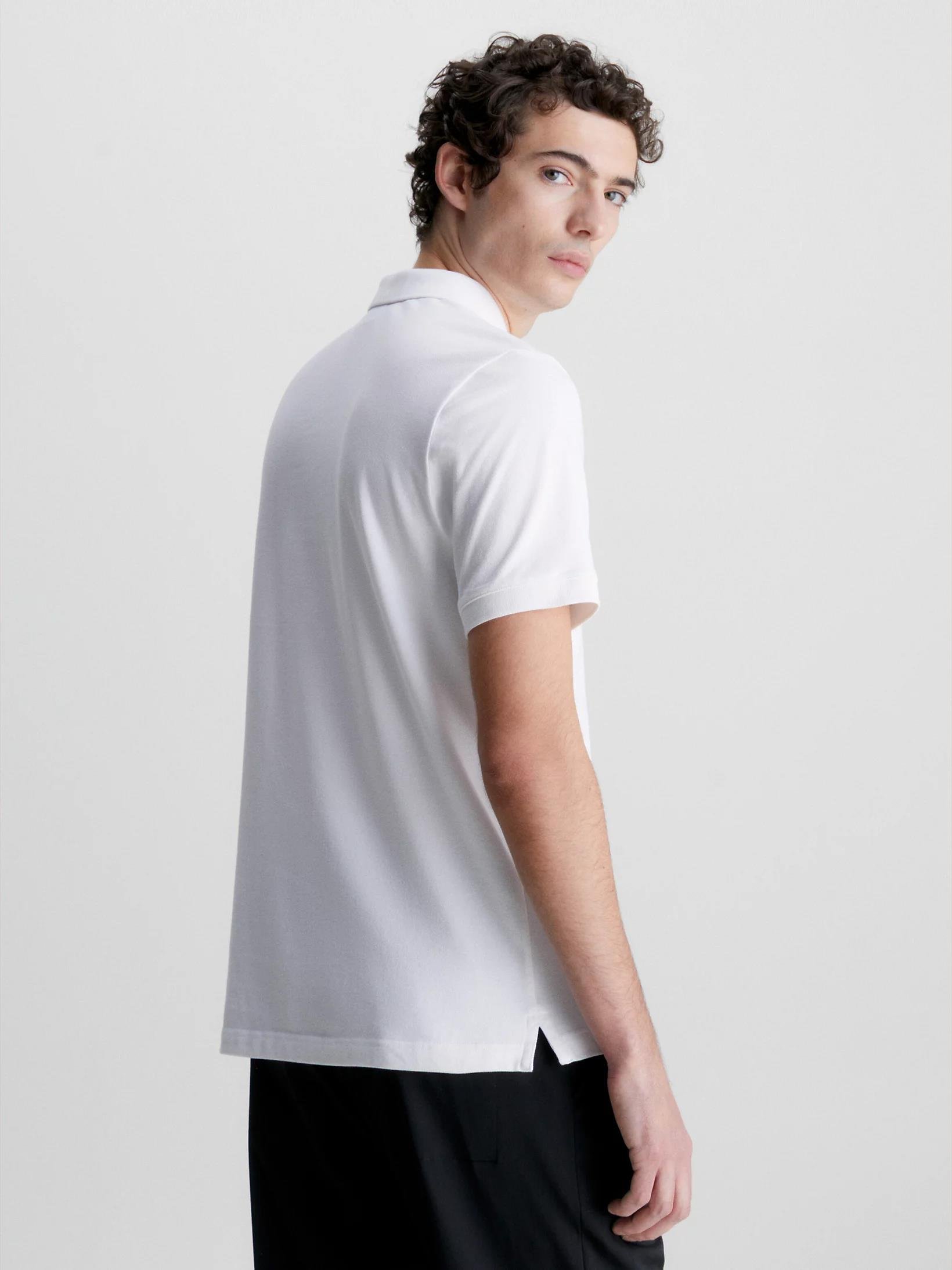 Calvin Klein Calvin Kleın Erkek Marka Logolu Polo Yakalı Organik Pamuklu Beyaz Polo Yaka T-Shirt K10K111196-YAF