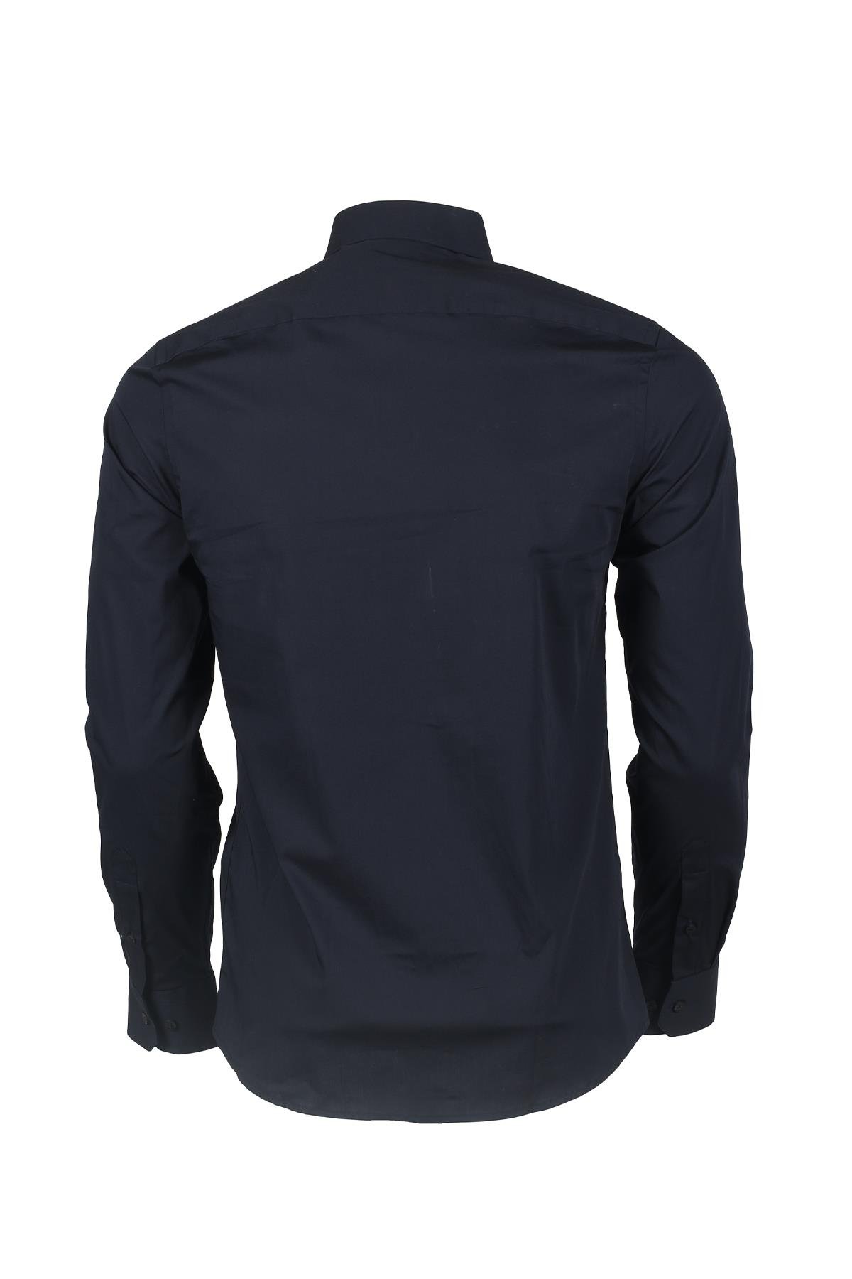 Calvin Klein Calvin Kleın Erkek Marka Logolu Düğmeli Gömlek Yaka Uzun Kollu Lacivert Gömlek K10K110856-CHW
